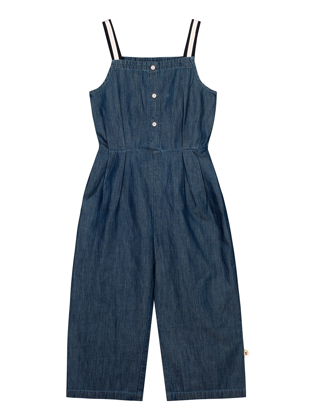 

Budding Bees Girls Blue & White Solid Cotton Basic Jumpsuit