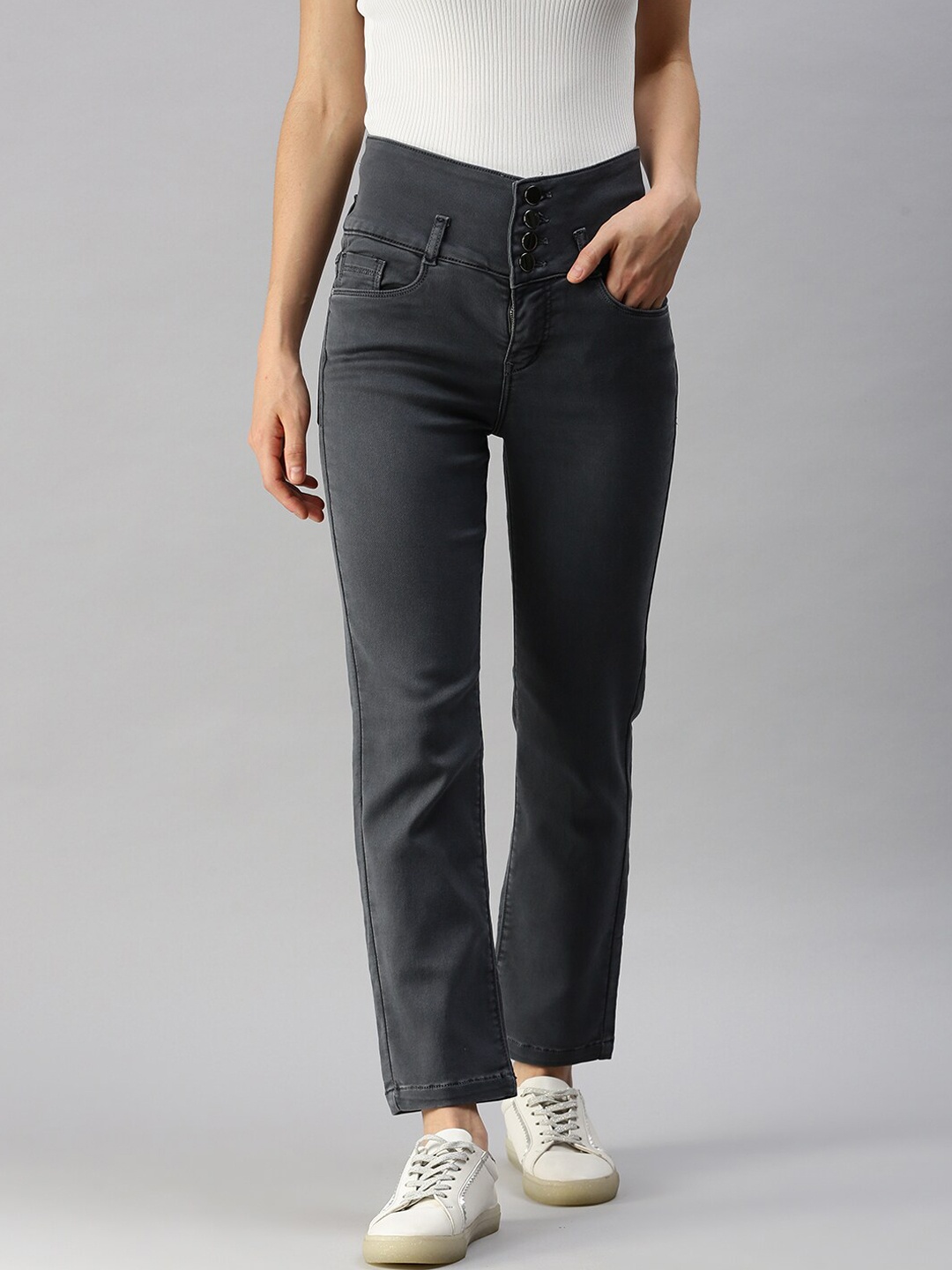 

SHOWOFF Women Grey High-Rise Stretchable Jeans