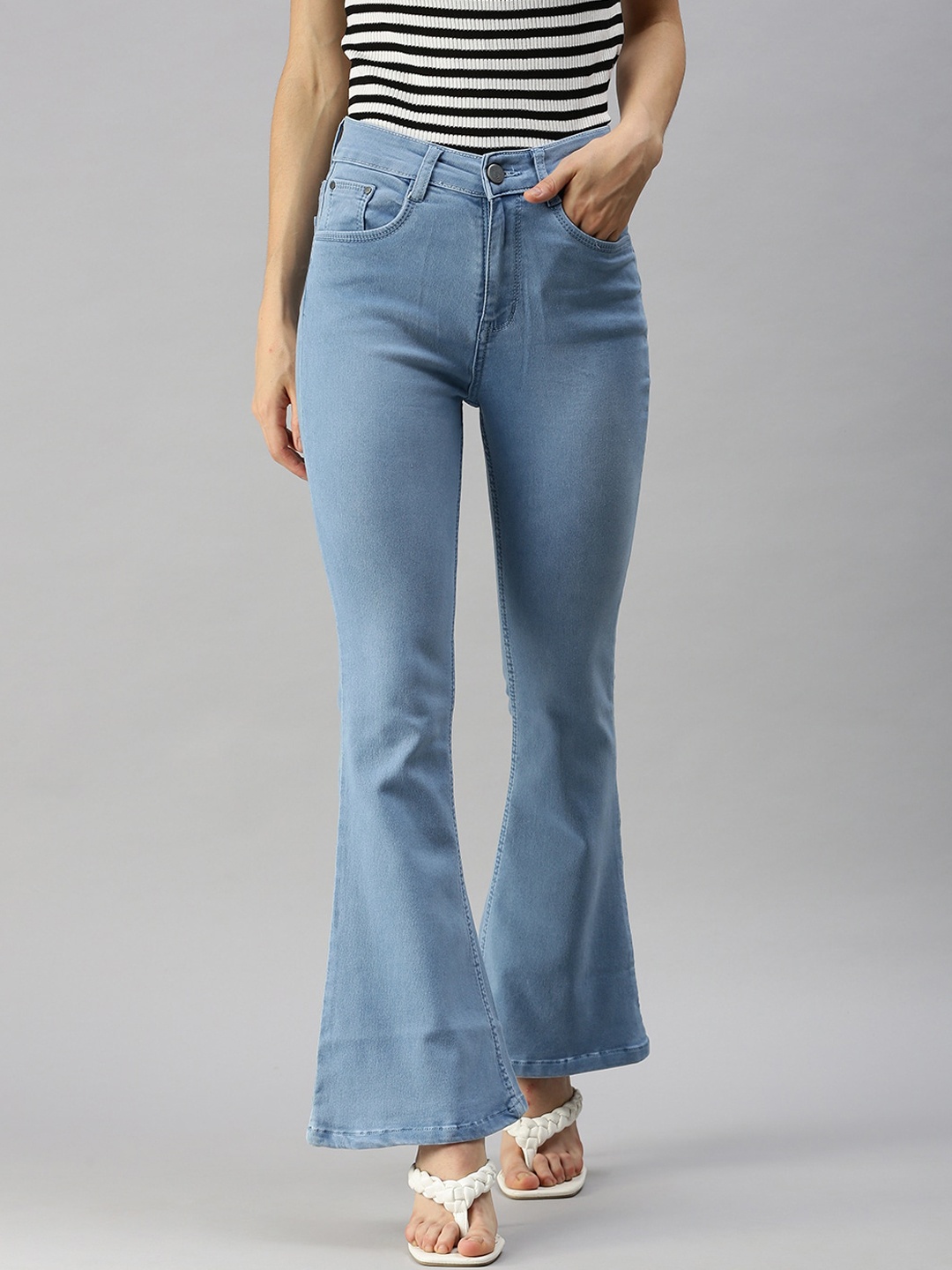 

SHOWOFF Women Blue Straight Fit High-Rise Light Fade Stretchable Jeans