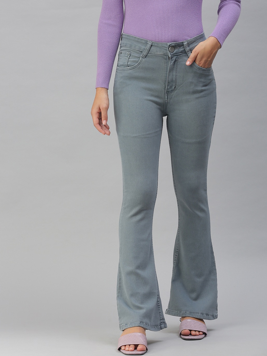 

SHOWOFF Women Grey Straight Fit High-Rise Stretchable Jeans
