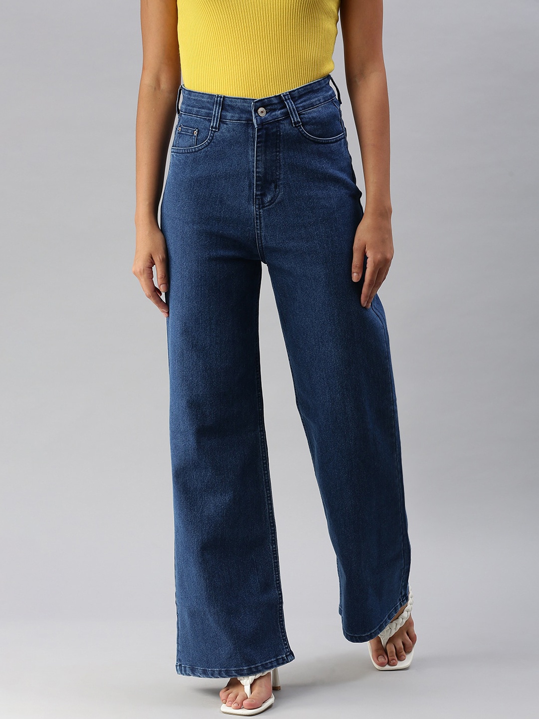 

SHOWOFF Women Blue Wide Leg High-Rise Stretchable Jeans