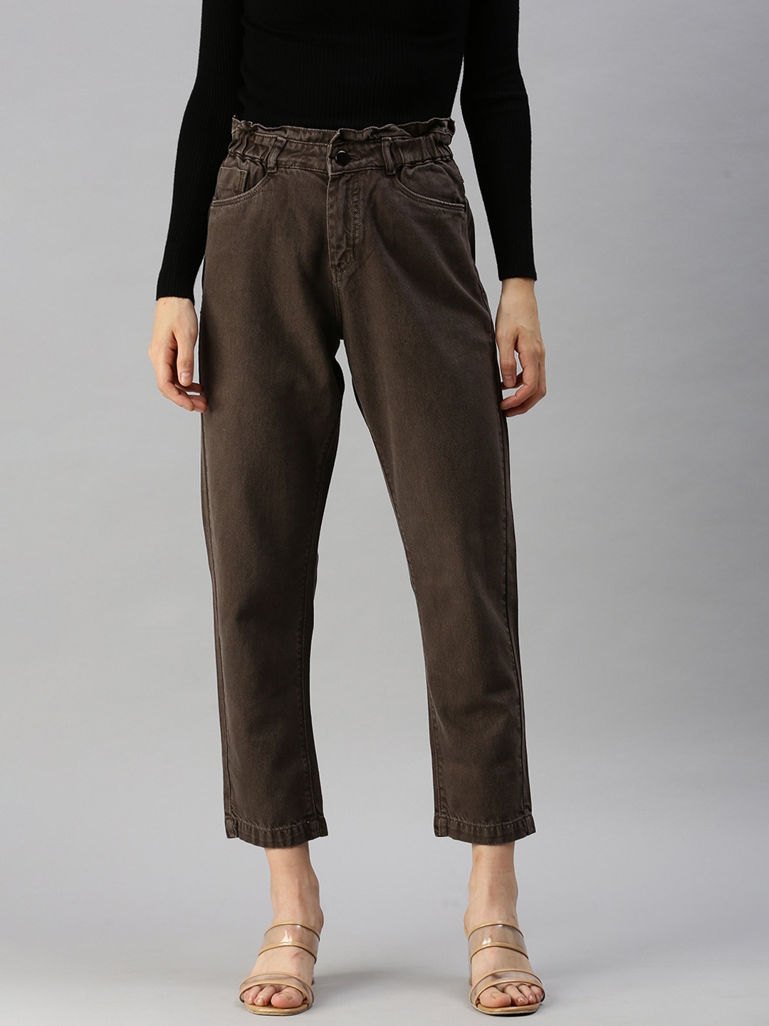 

SHOWOFF Women Brown Straight Fit High-Rise Jeans