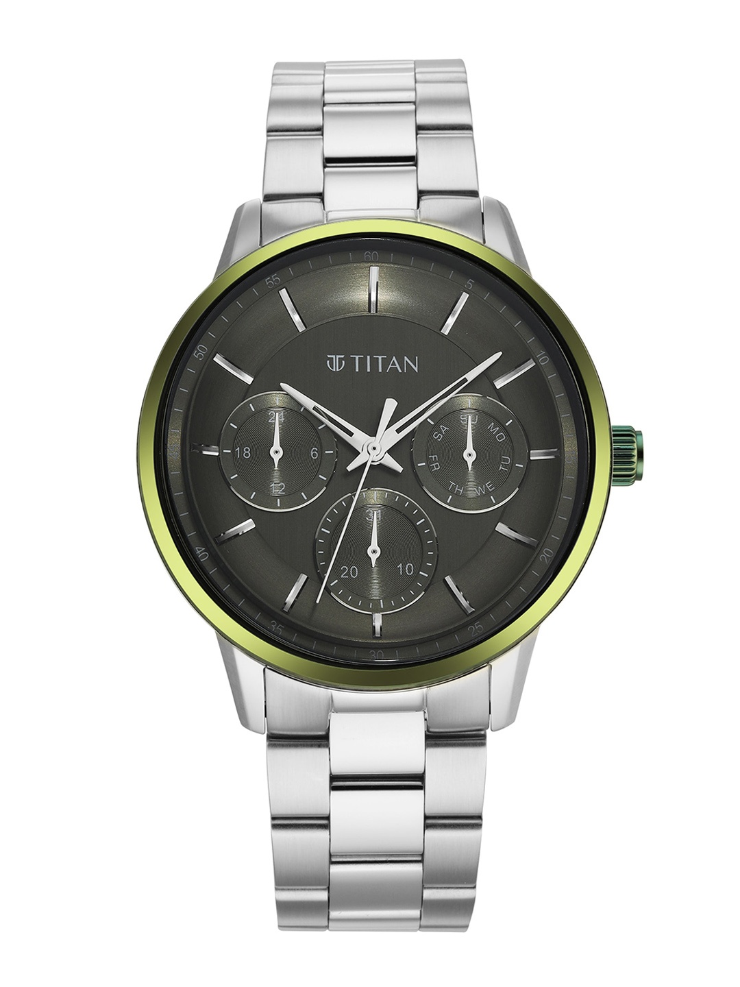 

Titan Men Dial & Stainless Steel Bracelet Style Straps Analogue Watch 90133KM01, Green
