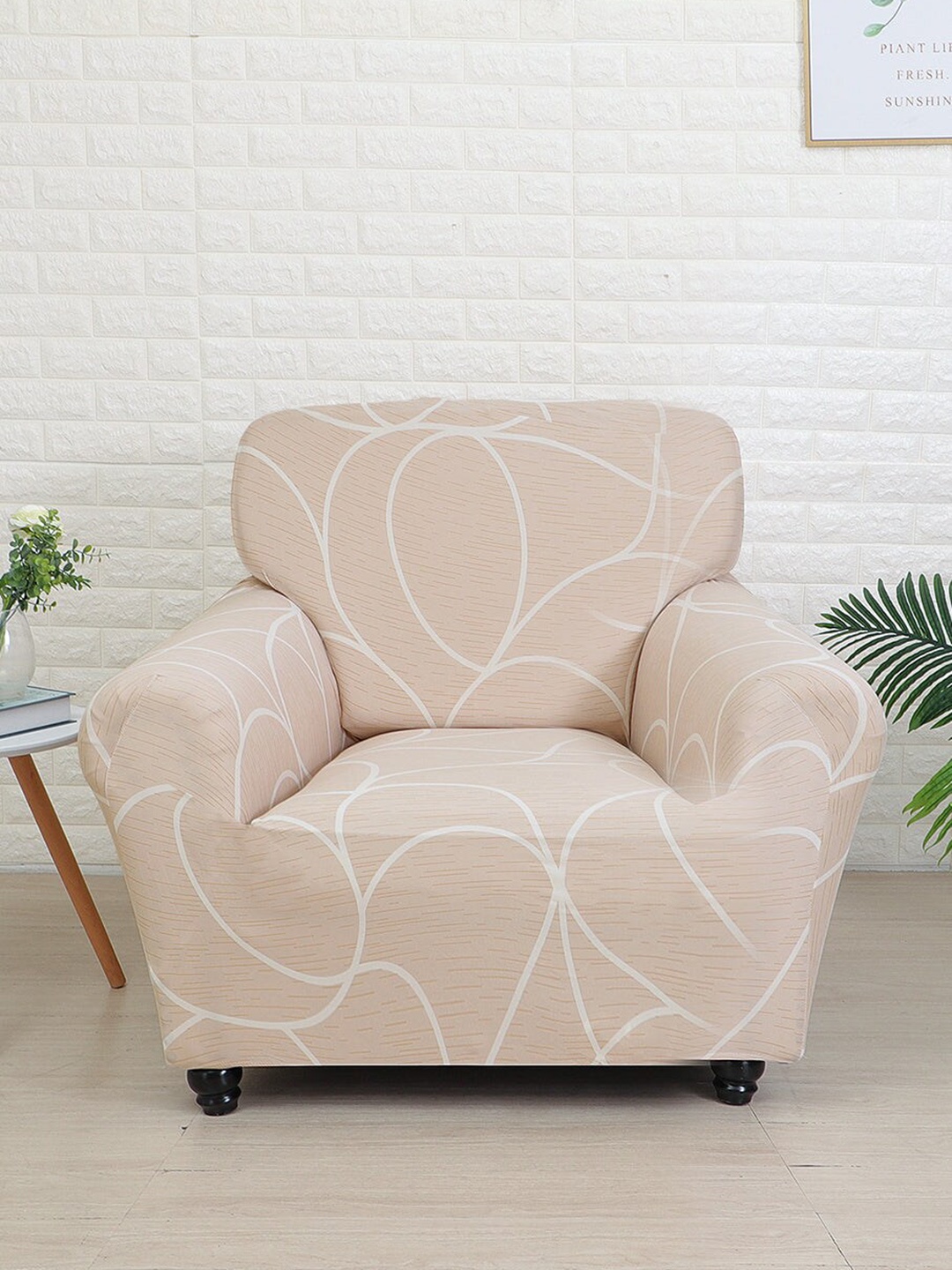 

Athome by Nilkamal Peach-Coloured Printed 1 Seater Sofa Cover