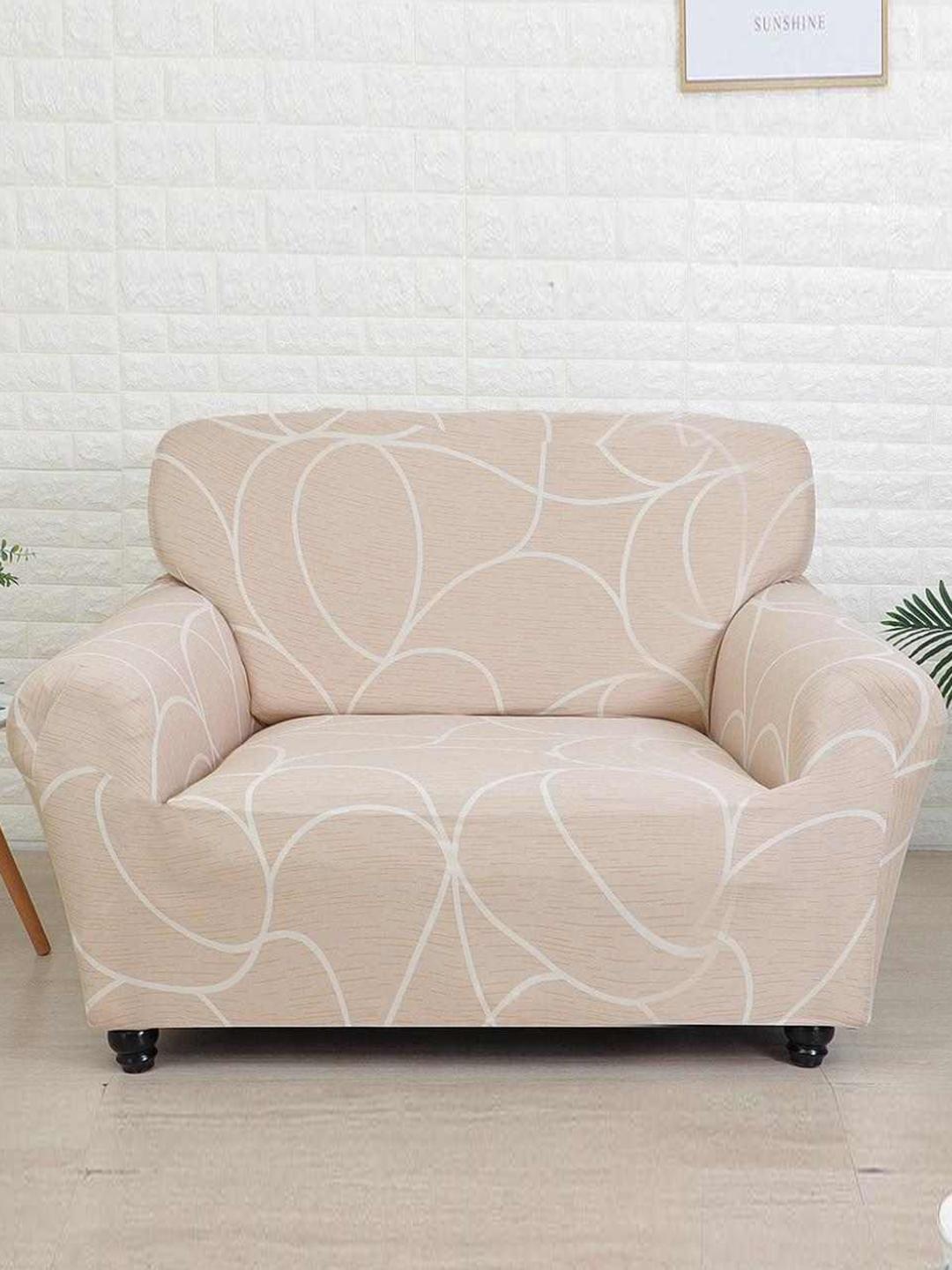 

Athome by Nilkamal Abstract Printed Fitted 2-Seater Sofa Cover, Peach