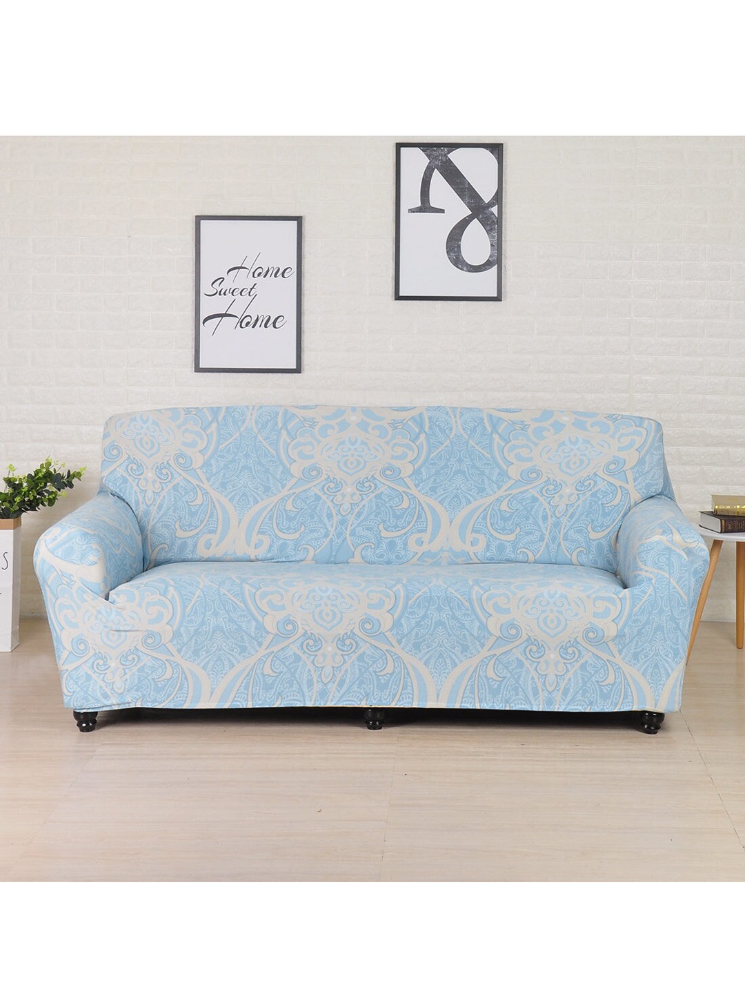 

Athome by Nilkamal Abstract Printed Fitted 3-Seater Sofa Cover, Blue