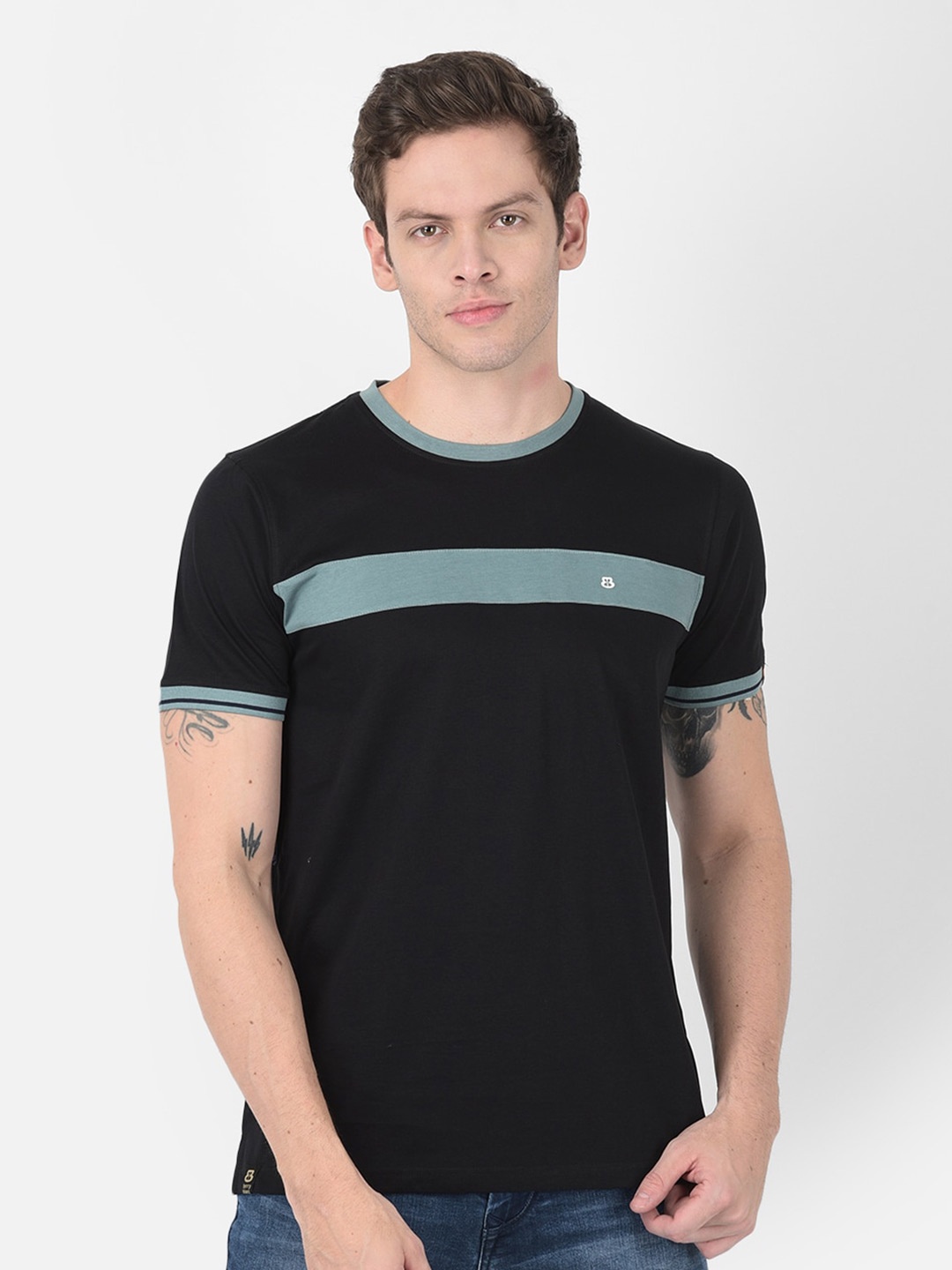 

berry blues Men Striped Cotton T-shirt, Black