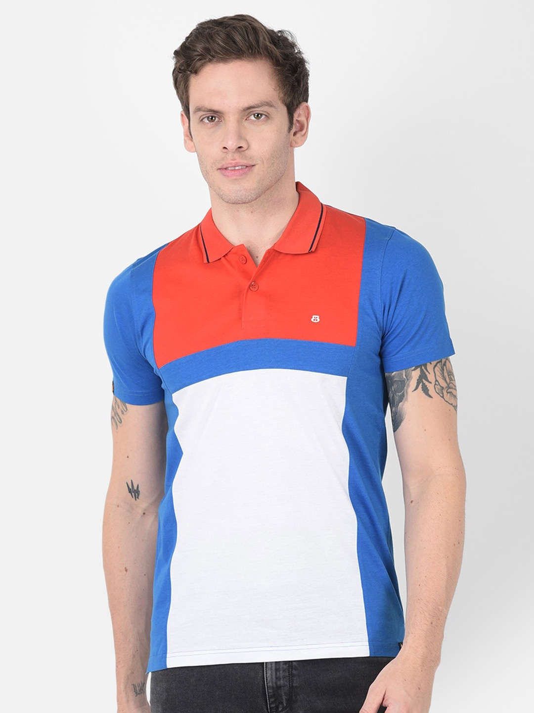 

berry blues Men Colourblocked Cotton T-shirt, Red