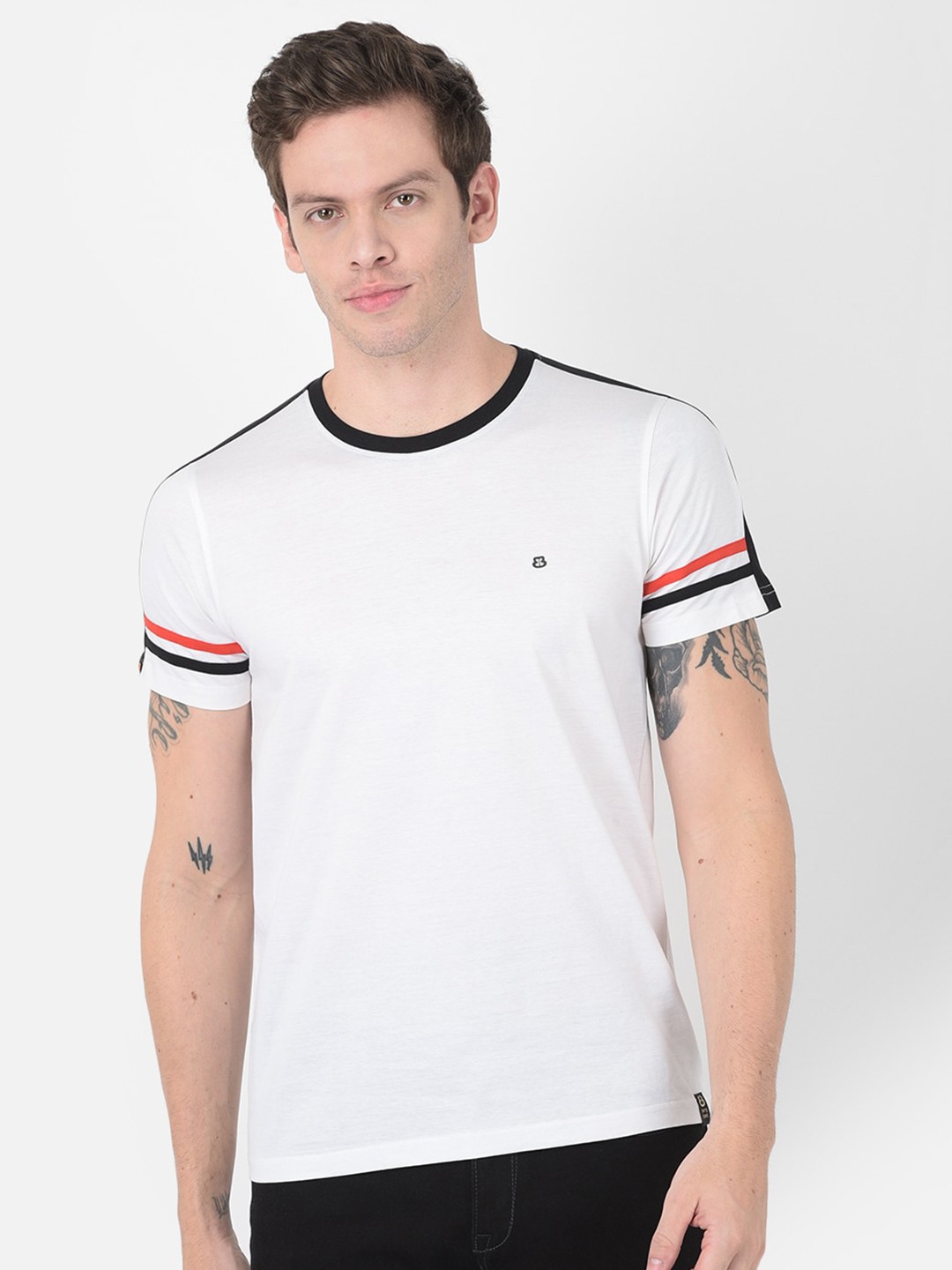 

berry blues Men Solid Cotton T-shirt, White