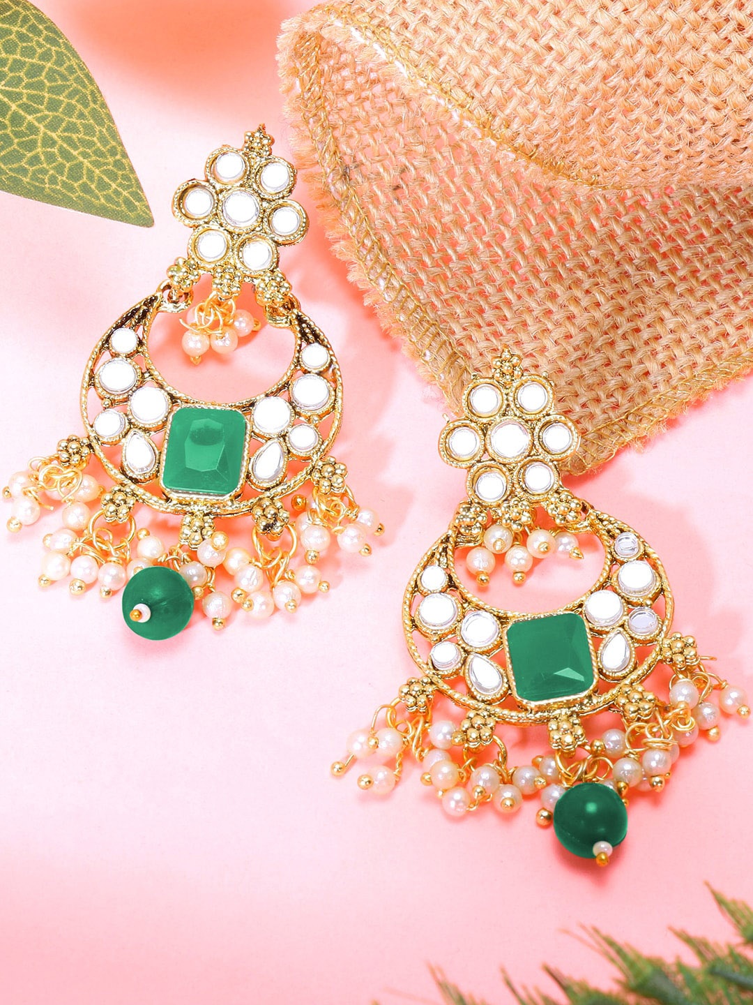 

LIVE EVIL Green Contemporary Chandbalis Earrings