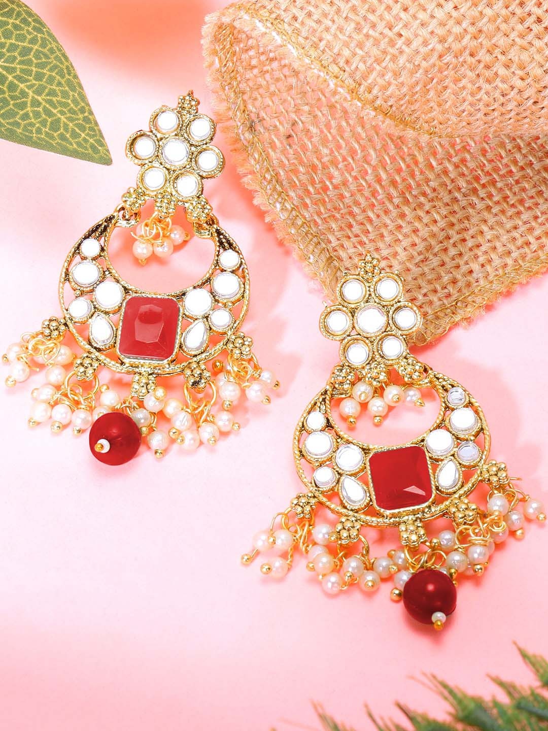 

LIVE EVIL Red Contemporary Chandbalis Earrings