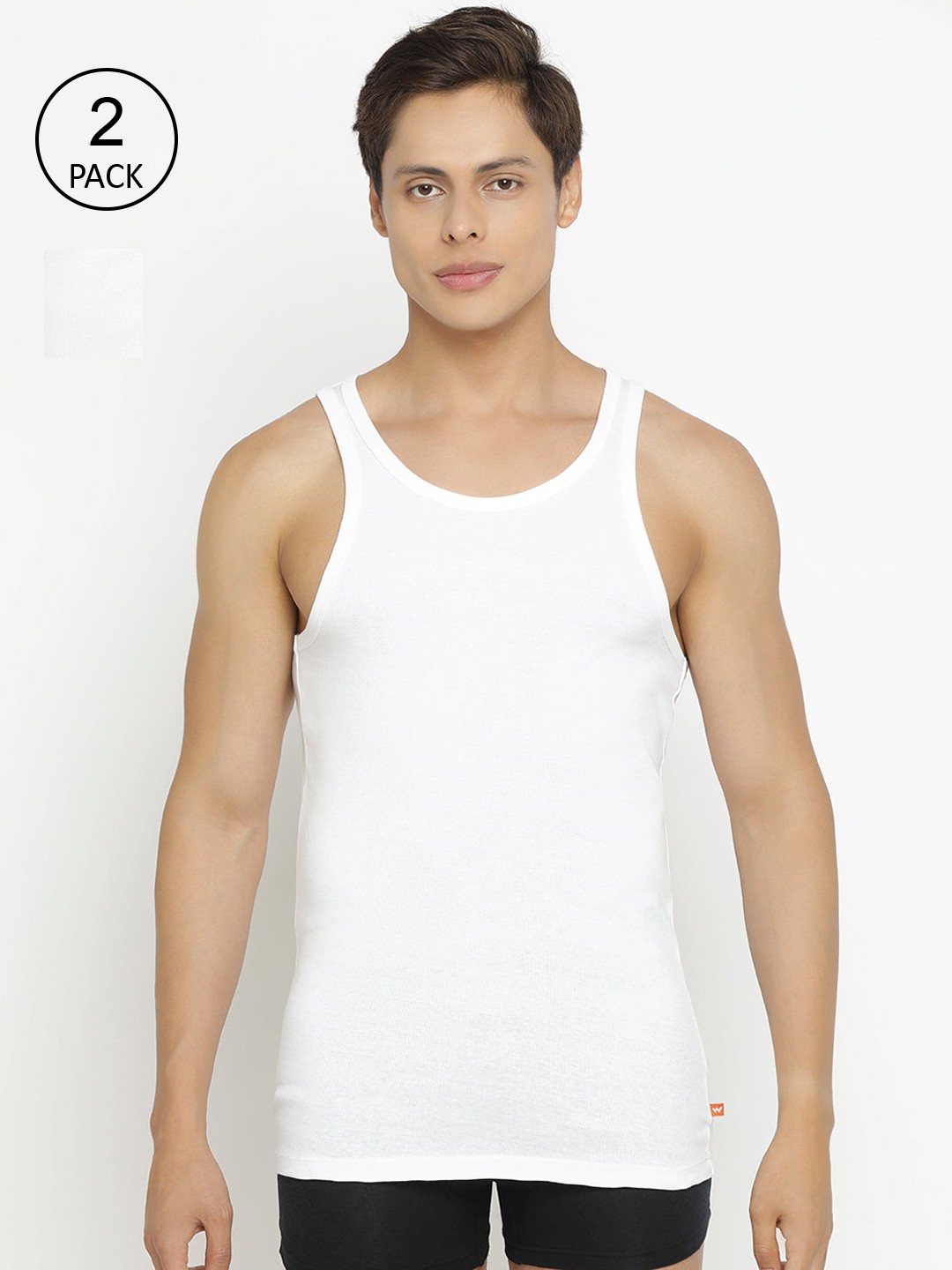 

Wildcraft Men Pack Of 2 White Solid Cotton Innerwear Vests