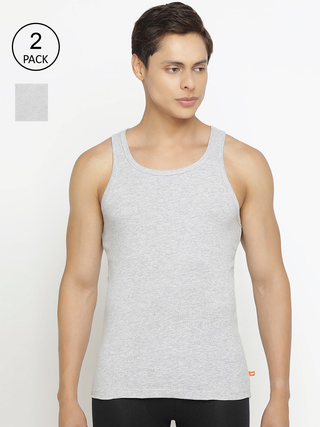

Wildcraft Men Grey Melange Pack Of 2 Solid Cotton Innerwear Vests