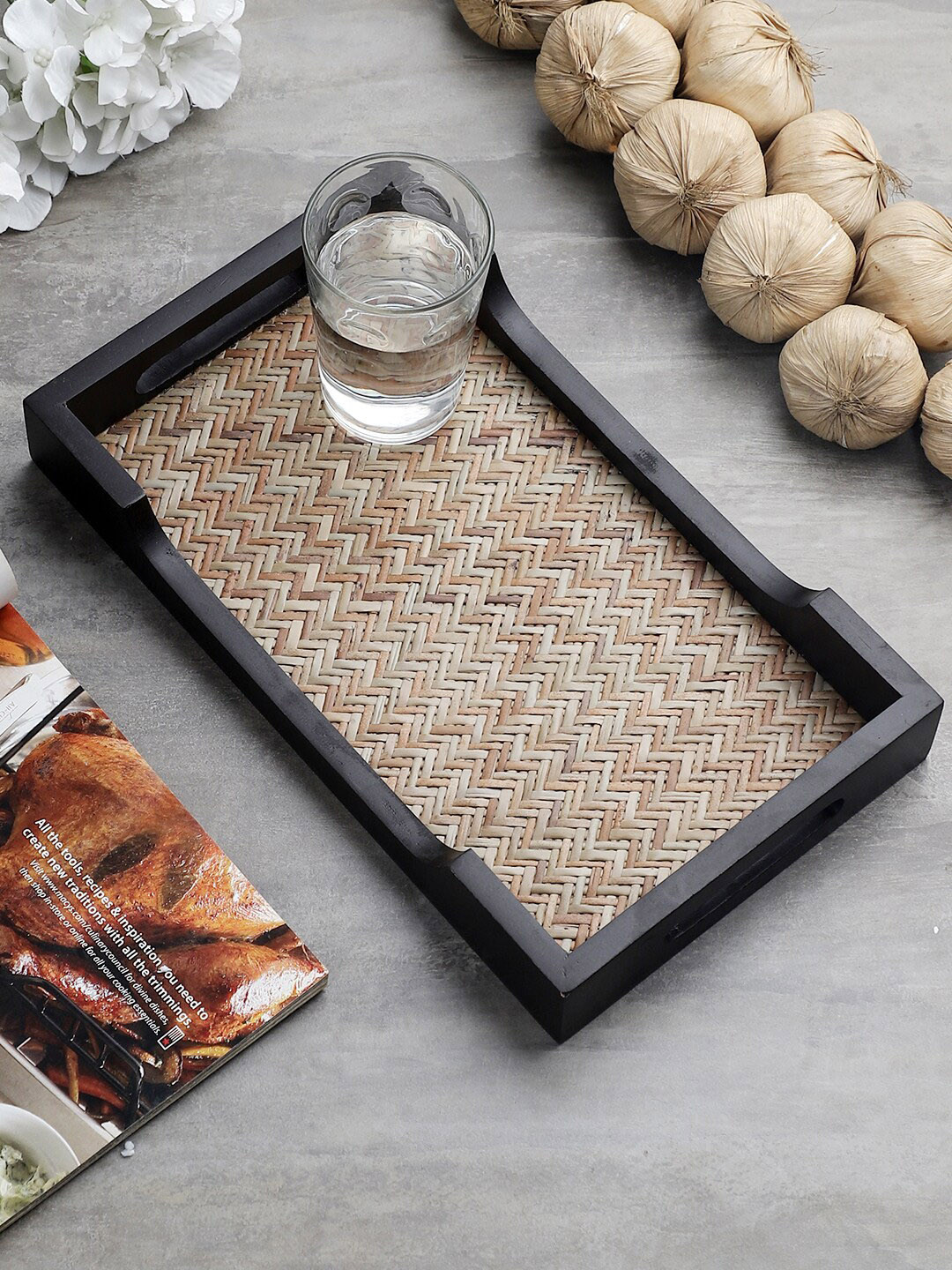

VarEesha Brown Bamboo Woven Small Wooden Tray