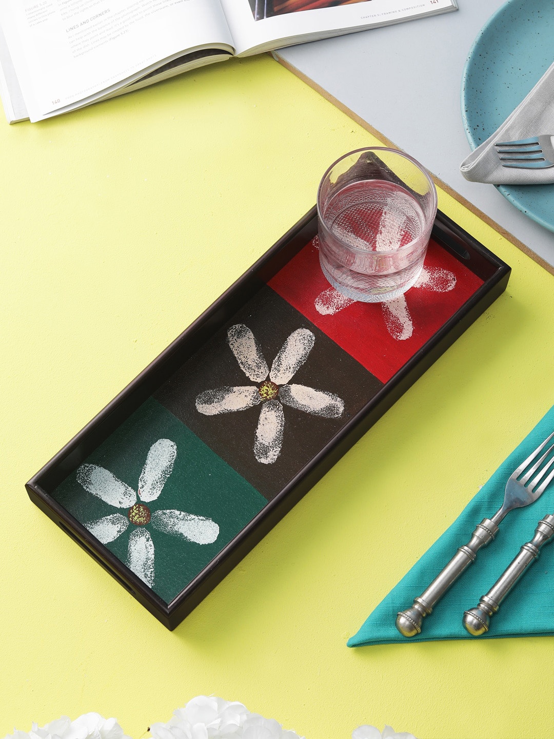 

VarEesha Multicoloured Printed Wooden Trays, Multi