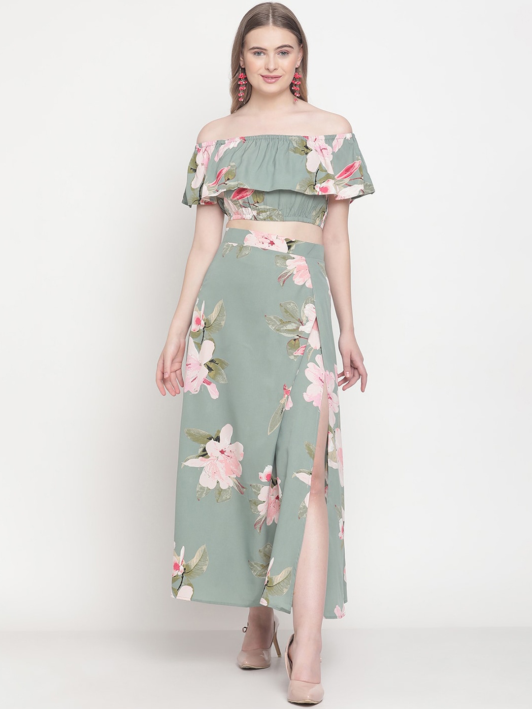 

COASTLAND Women Green & Pink Floral Co-ords
