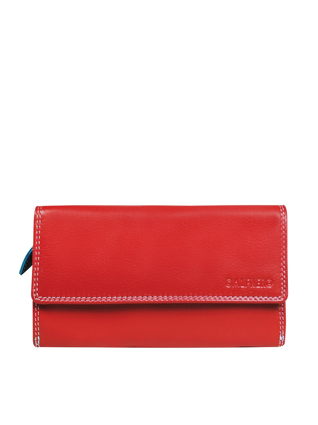 

CALFNERO Women Red Leather Three Fold Wallet