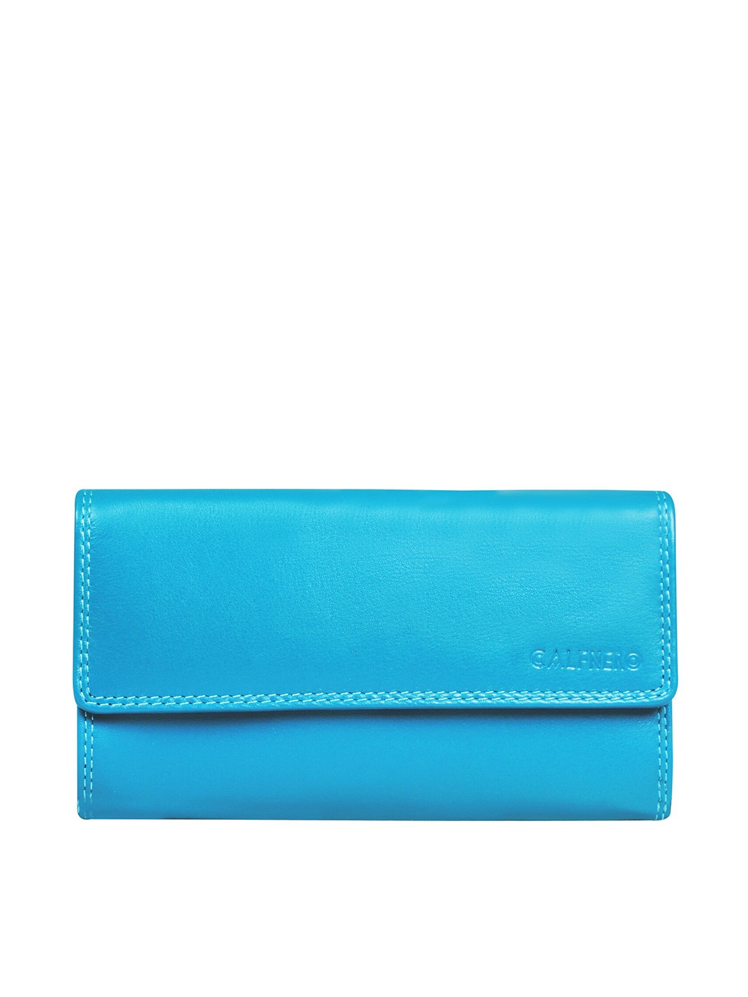 

CALFNERO Women Turquoise Blue Leather Three Fold Wallet