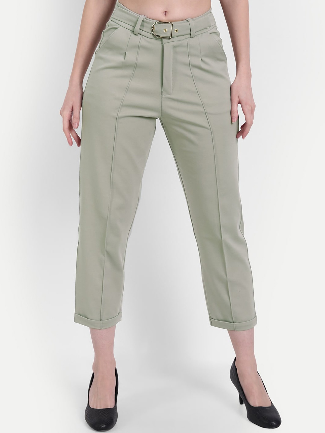 

Next One Women Sea Green Straight Fit High-Rise Trousers
