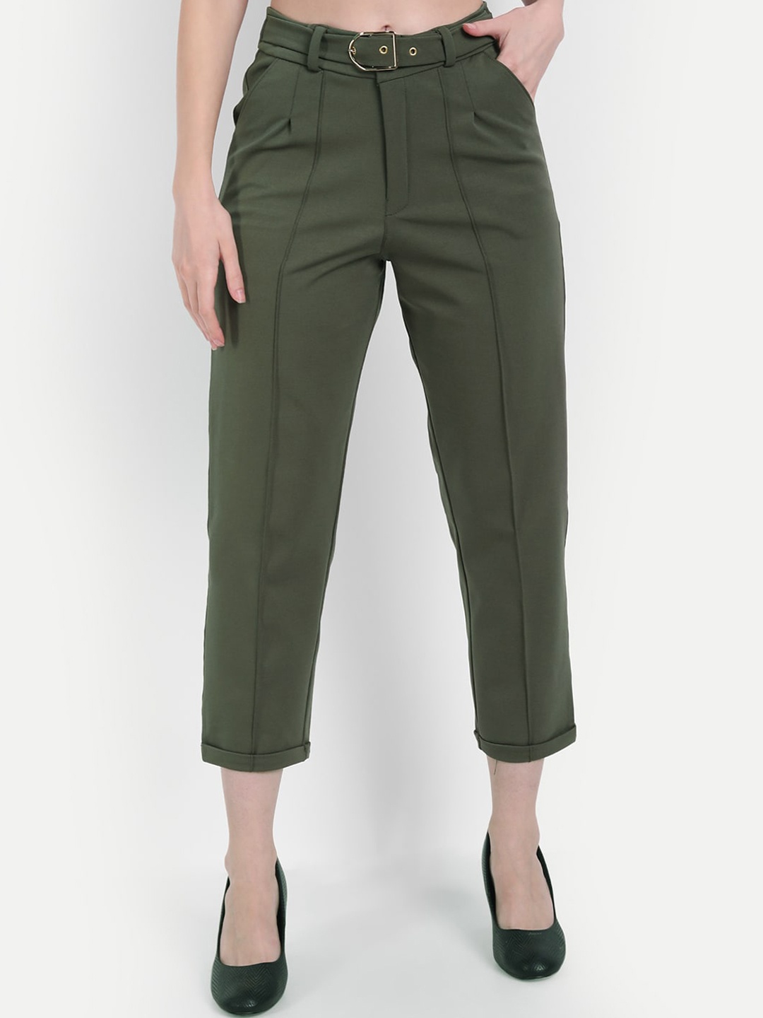 

Next One Women Green Straight Fit High-Rise Trousers