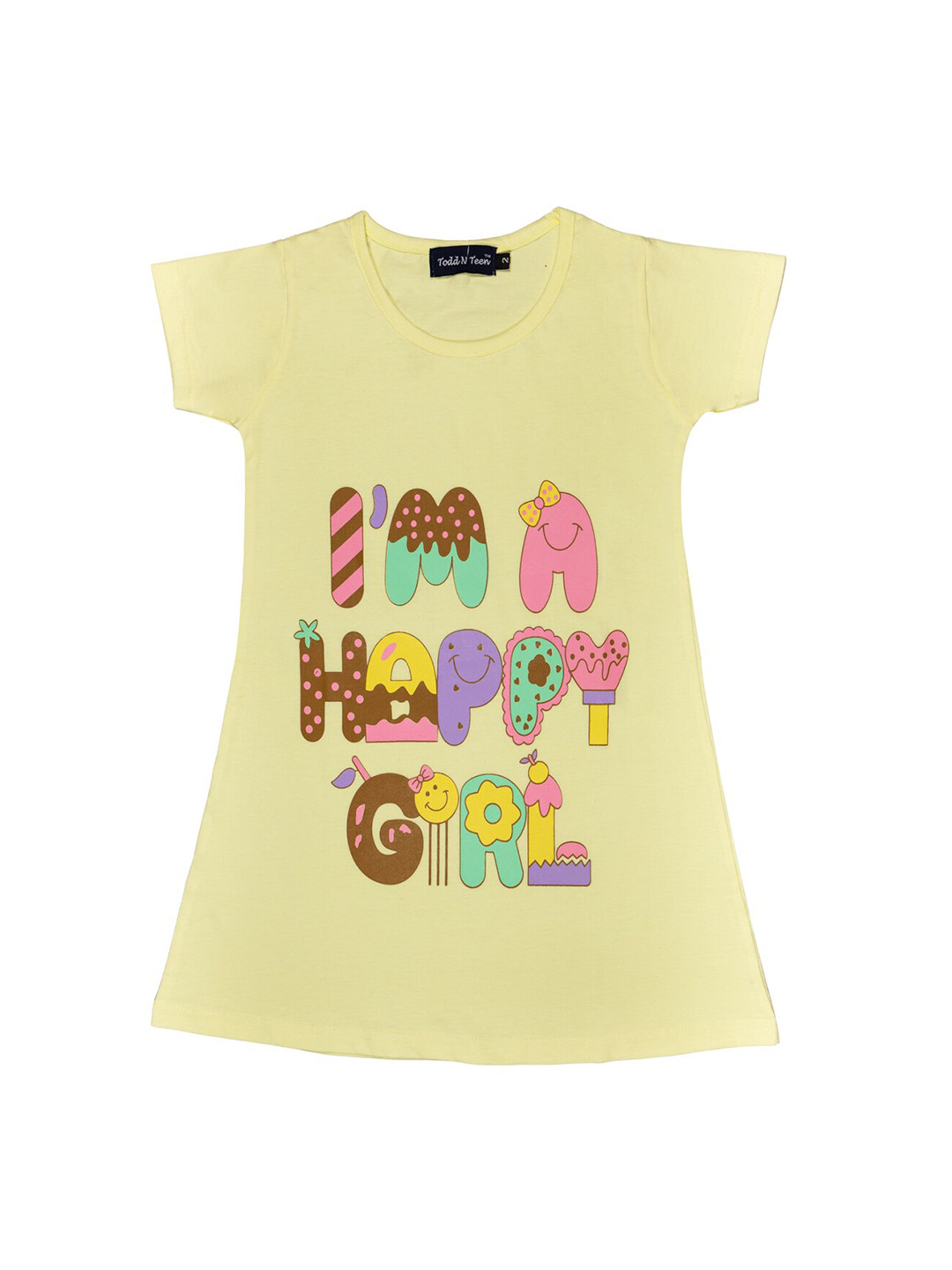 

Todd N Teen Girls Yellow Printed Nightdress