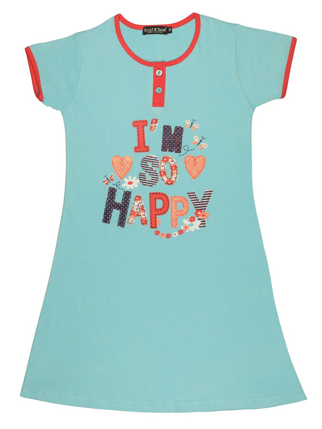 

Todd N Teen Girls Blue Printed Cotton Nightdress
