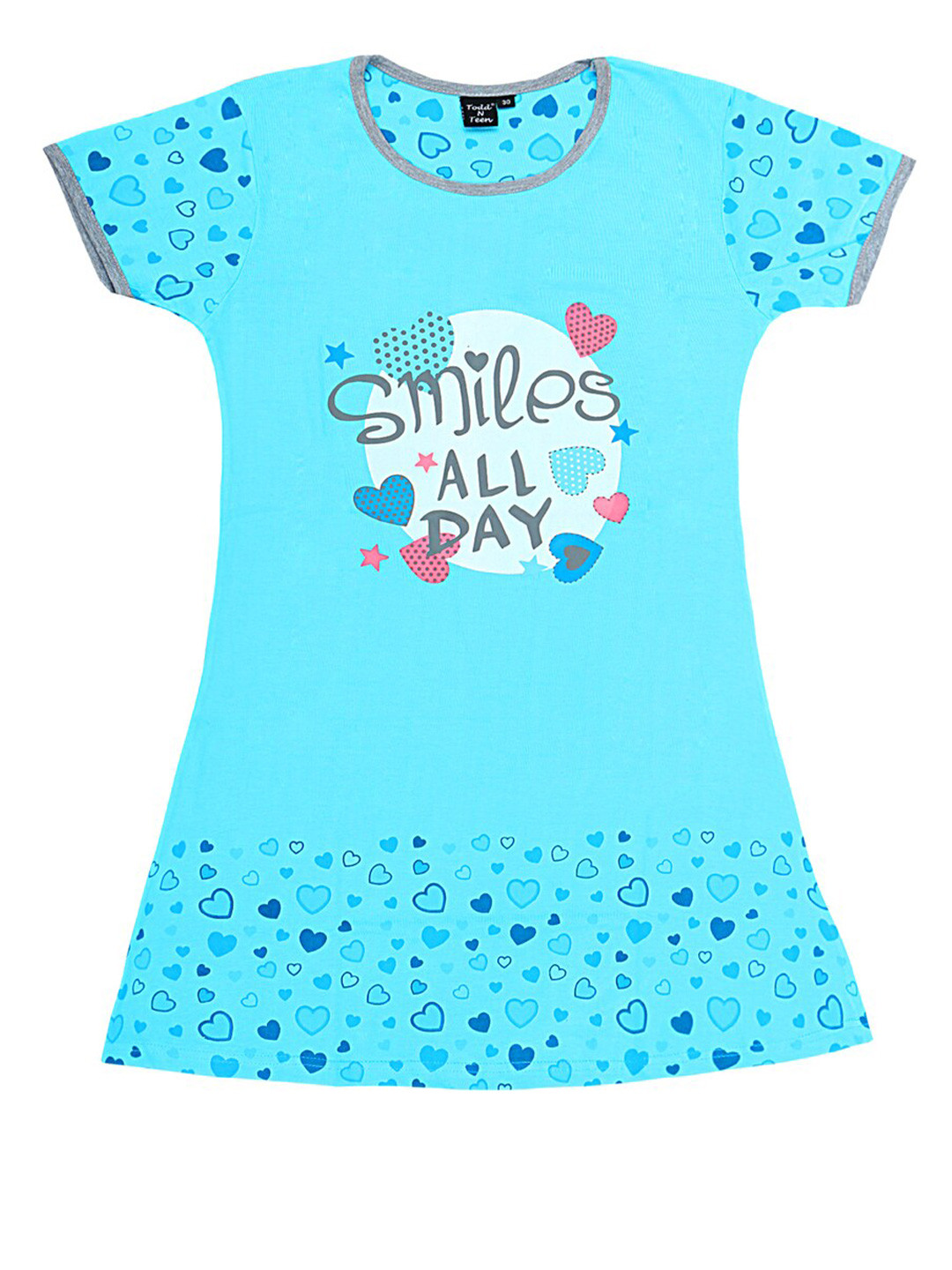 

Todd N Teen Girls Blue Printed Cotton Nightdress