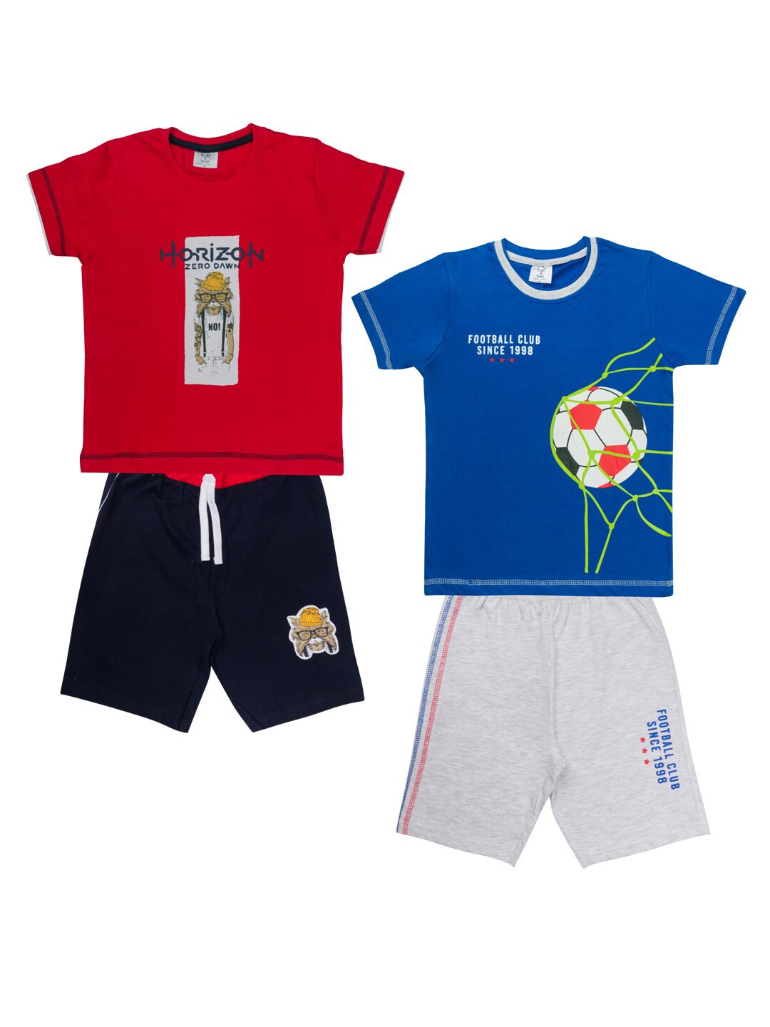 

Todd N Teen Boys Red & Blue Printed T-shirt with Shorts