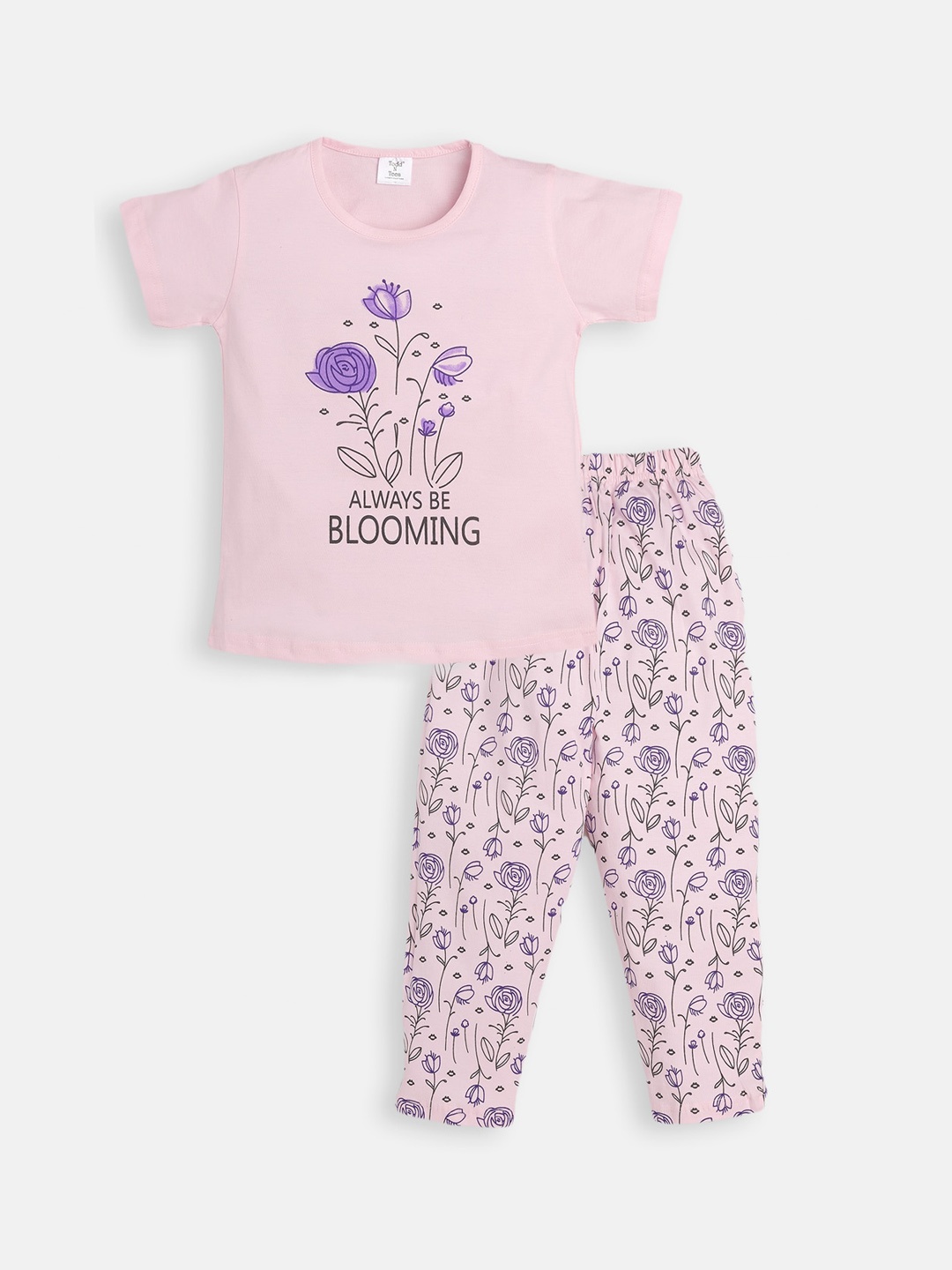 

Todd N Teen Girls Pink & Purple Cotton Printed Night suit