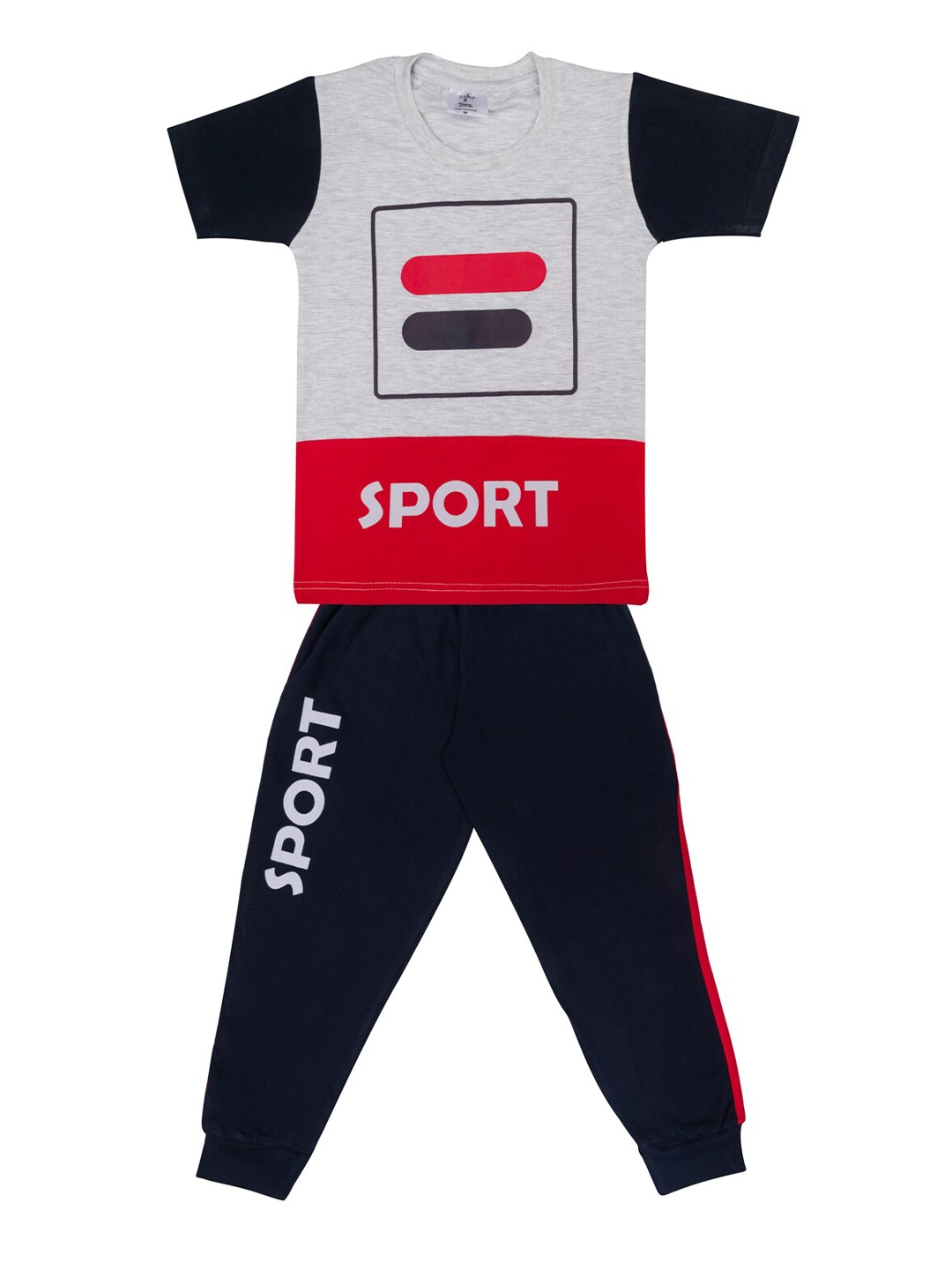 

Todd N Teen Boys Red & Black Printed Cotton T-shirt with Trousers