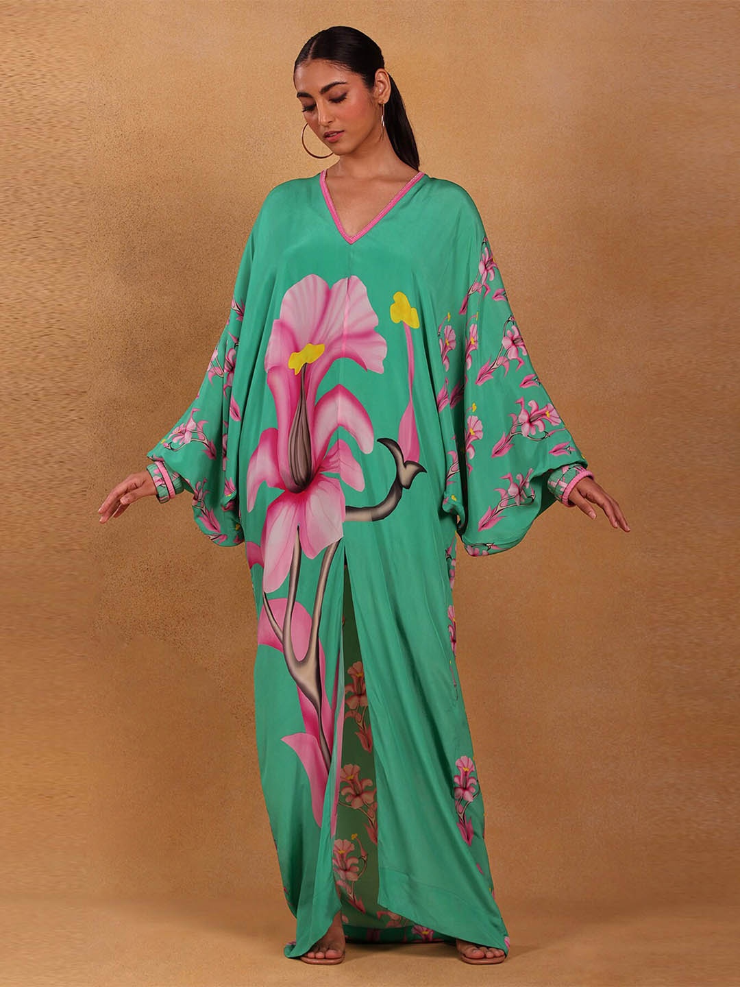 

Masaba Green Floral Crepe Maxi Dress