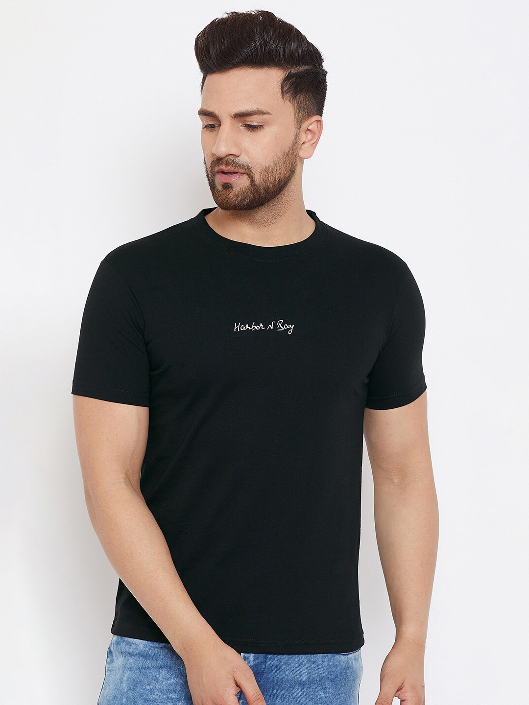 

HARBOR N BAY Men Black Typography Printed T-shirt