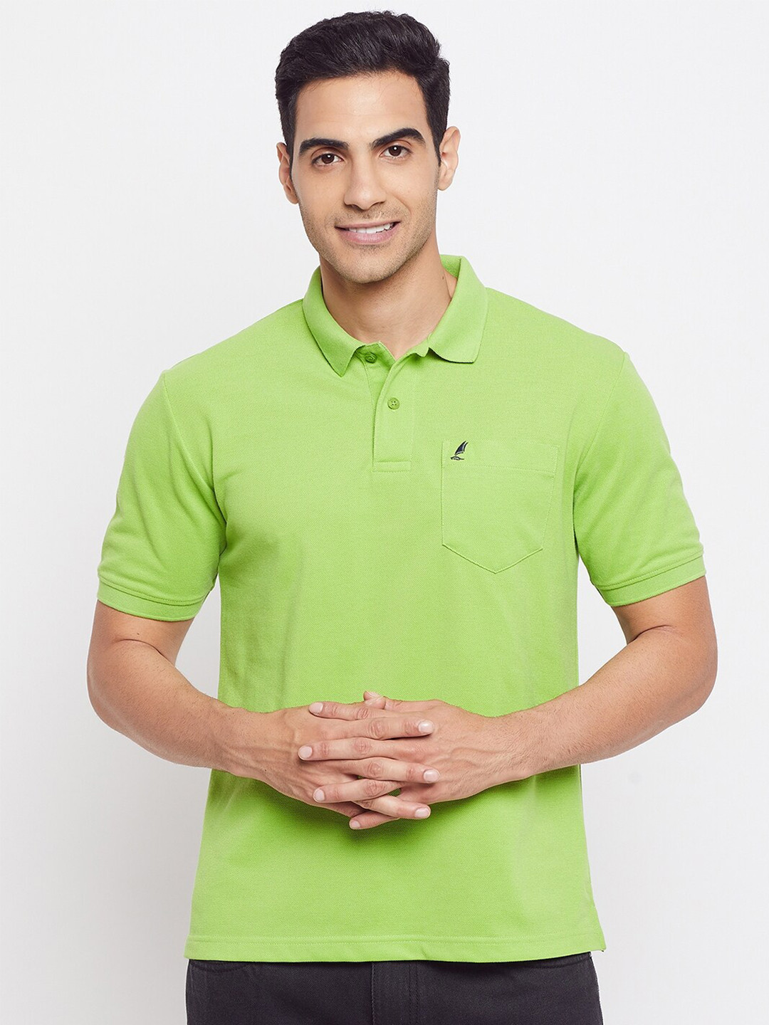 

HARBOR N BAY Men Green Polo Collar T-shirt
