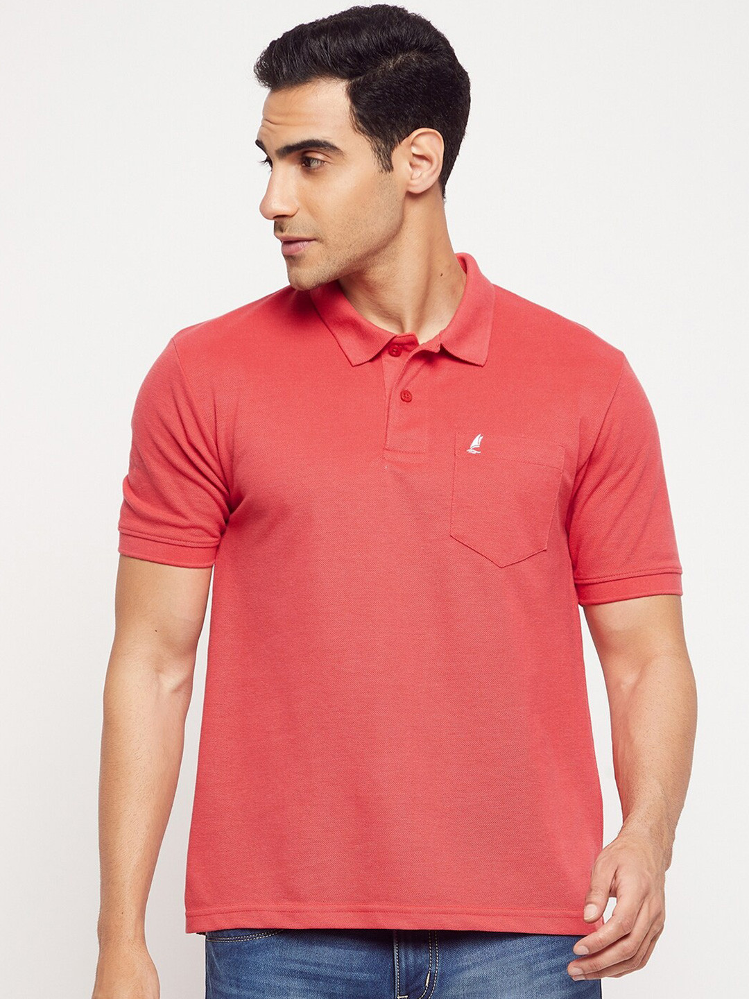 

HARBOR N BAY Men Pink Polo Collar T-shirt