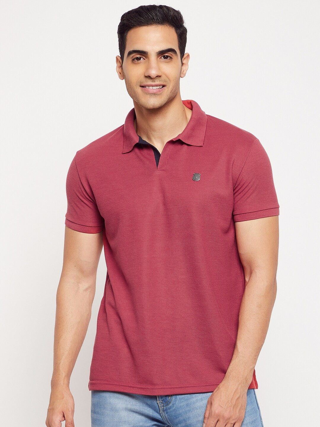 

HARBOR N BAY Men Coral Polo Collar T-shirt