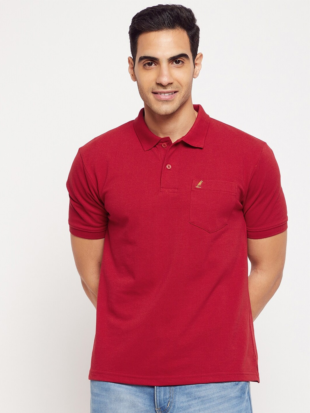 

HARBOR N BAY Men Red Polo Collar T-shirt
