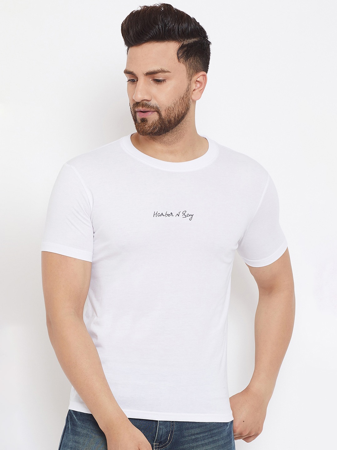 

HARBOR N BAY Men White Typography T-shirt