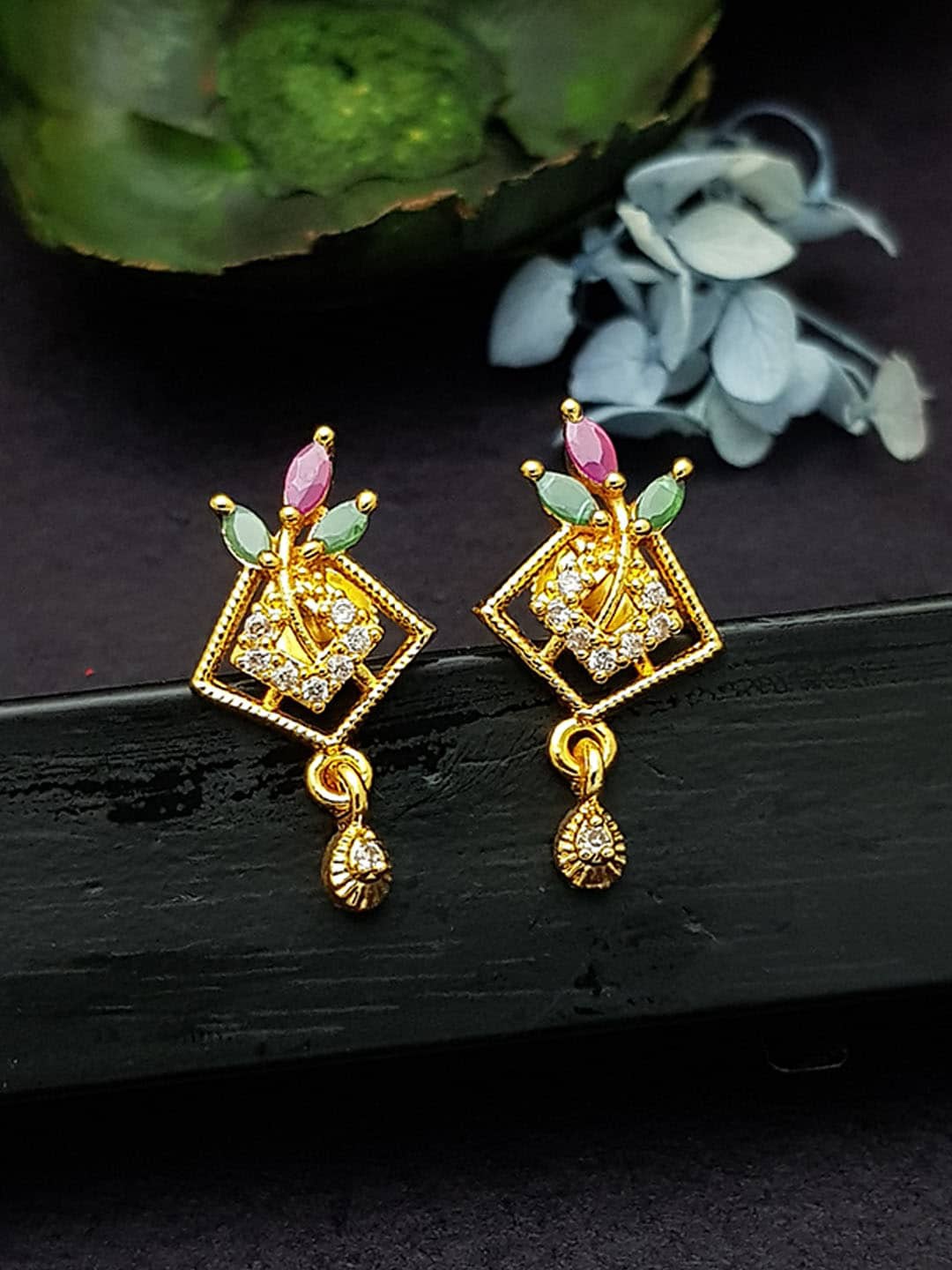 

GRIIHAM Multicoloured Contemporary Drop Earrings, Multi