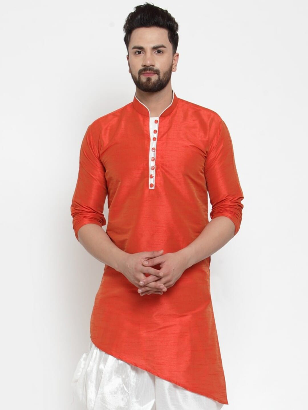 

Kaifoo Men Navy Blue Patchwork Kurta