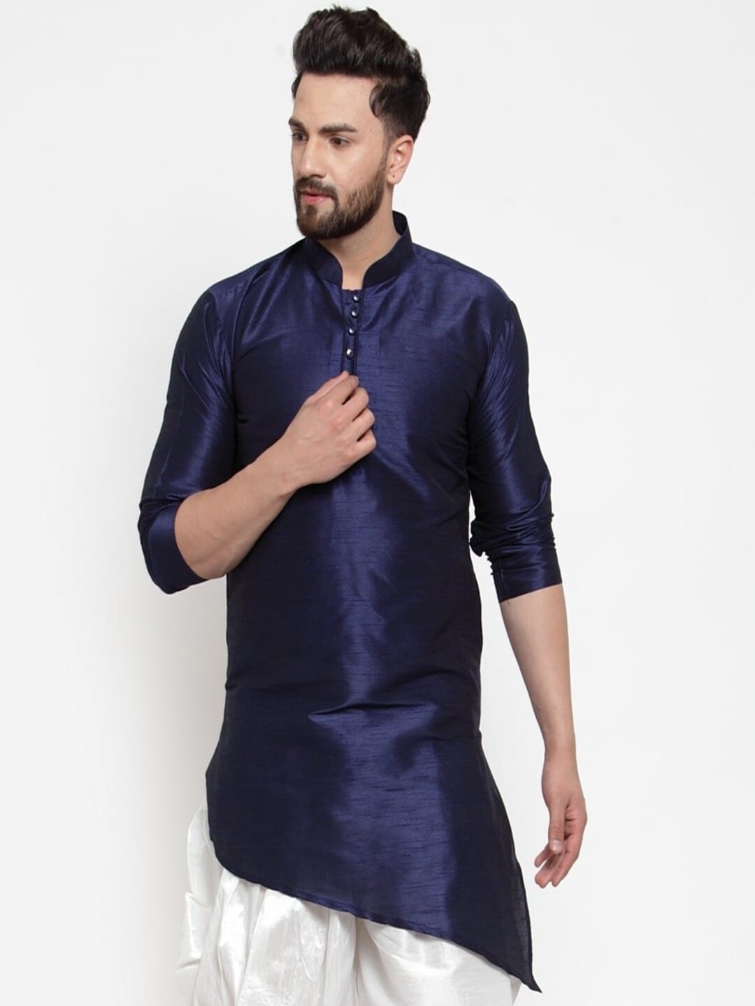 

Kaifoo Men Pink Thread Work Kurta