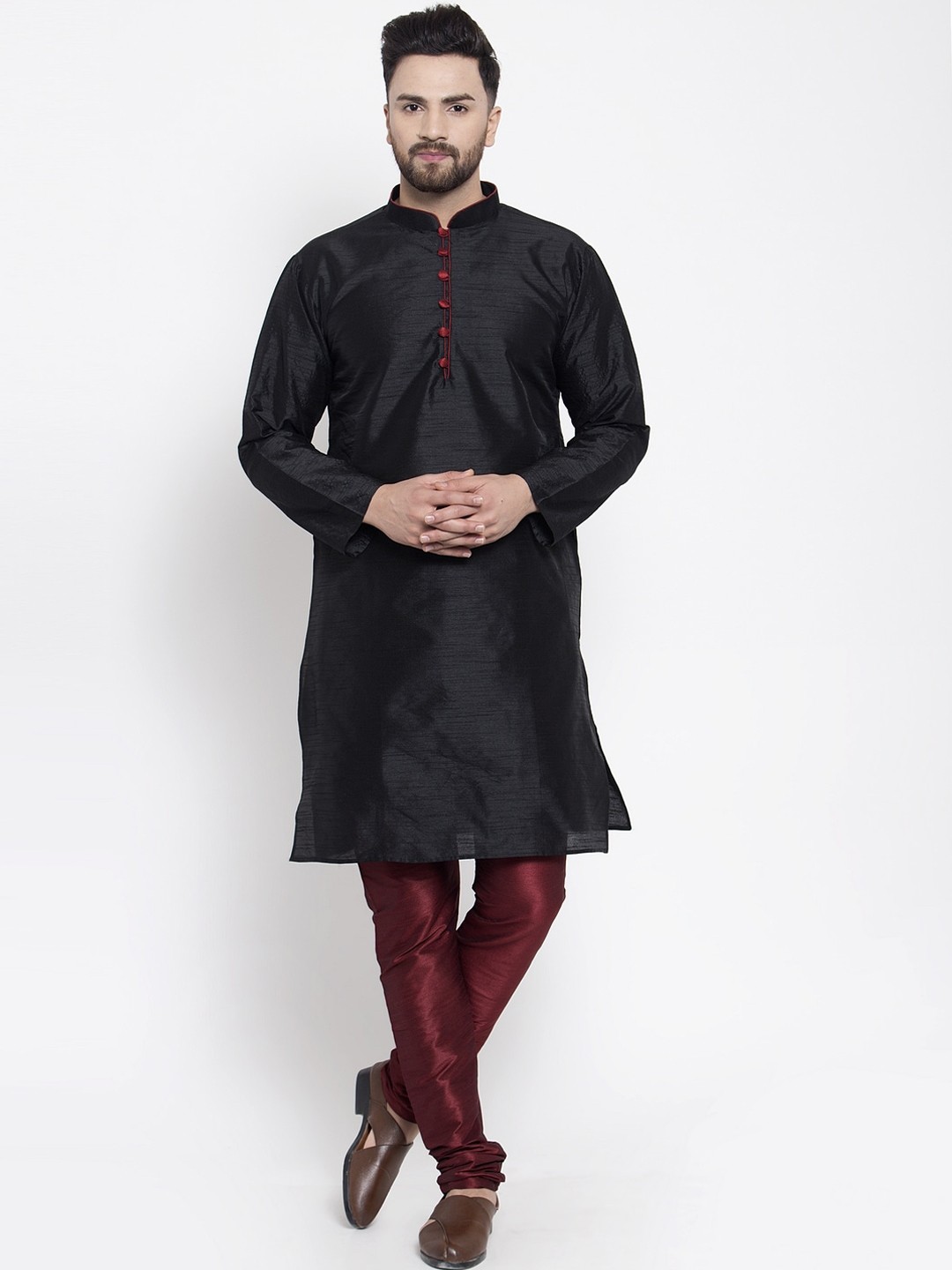 

Kaifoo Men Black Thread Work Kurta