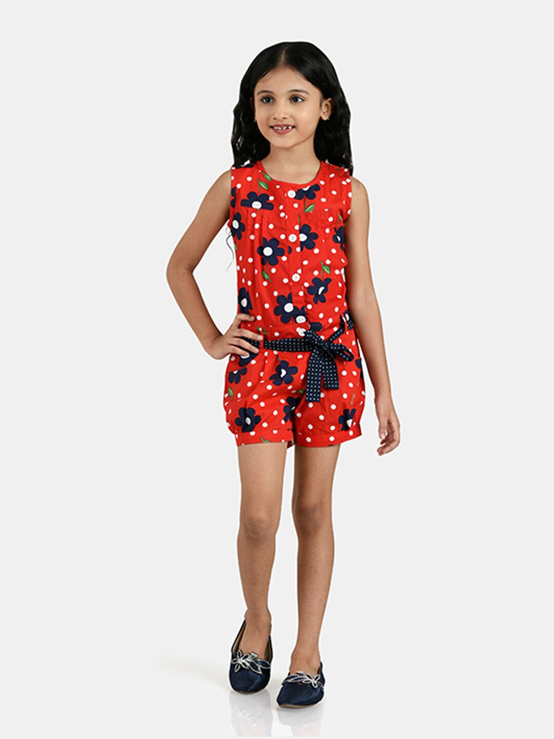 

Peppermint Girls Blue & Green Printed Jumpsuit