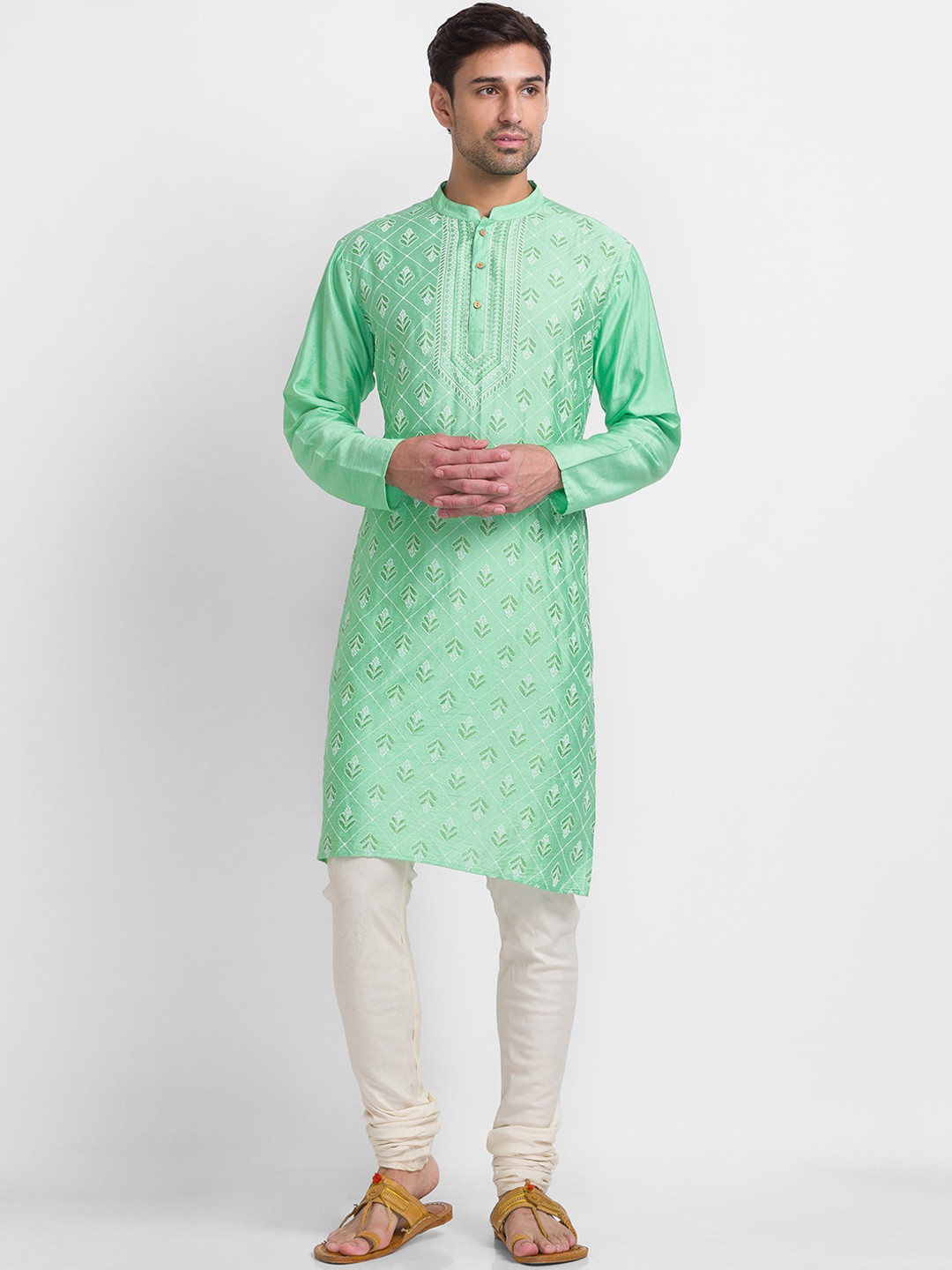 

Globus Men Green Printed Kurta