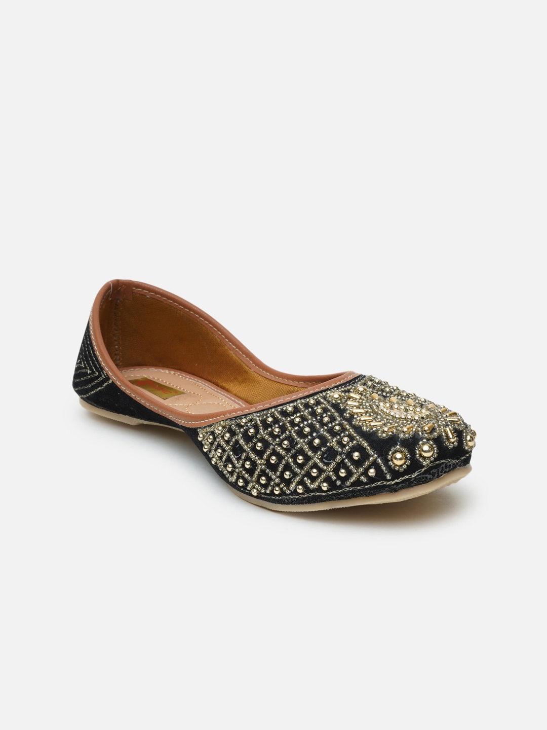 

Ta Chic Women Black Embellished Ethnic Mojaris Flats