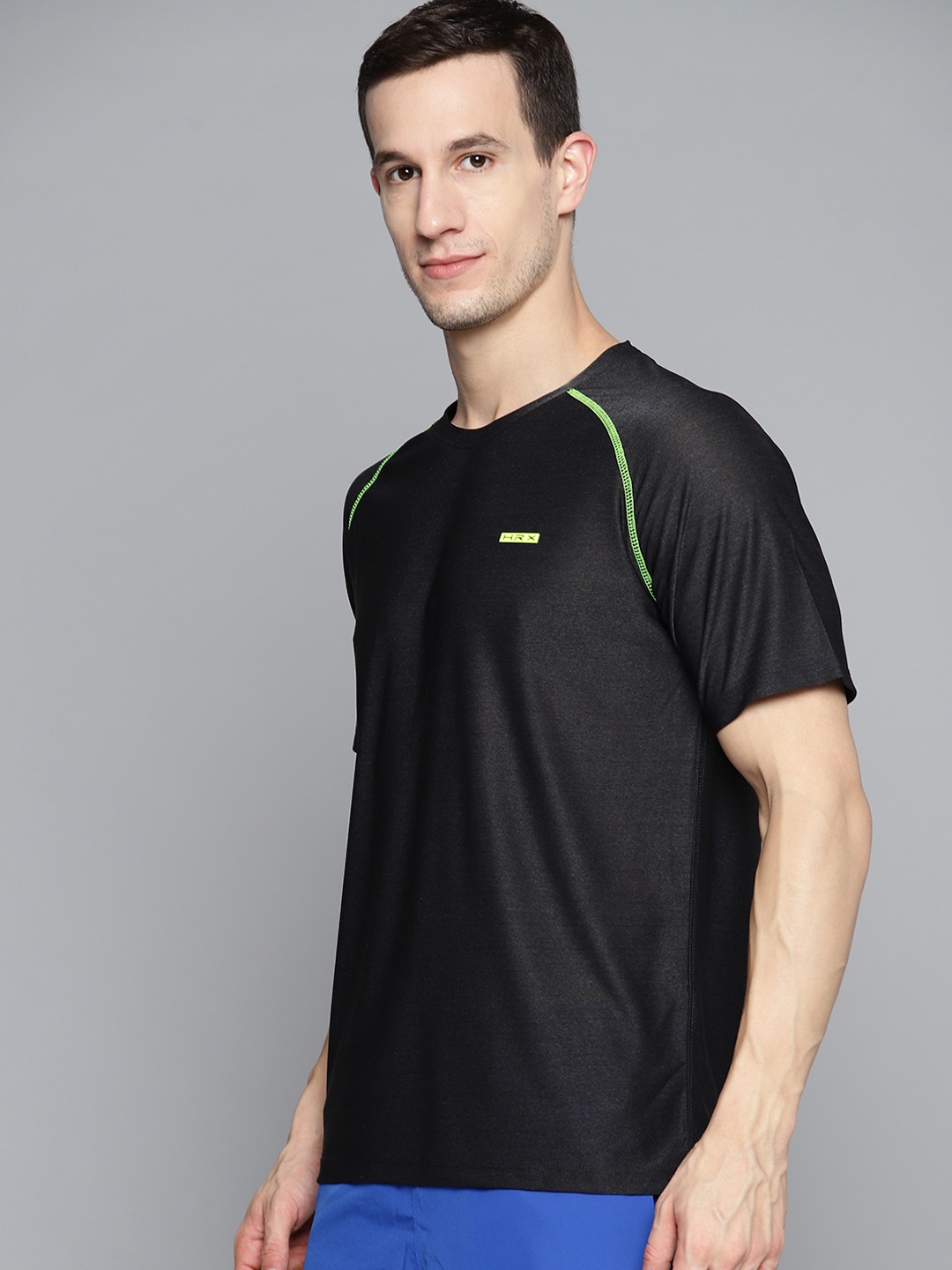 

HRX By Hrithik Roshan Training Men Charcoal Grey Antimicrobial Brand carrier Tshirt