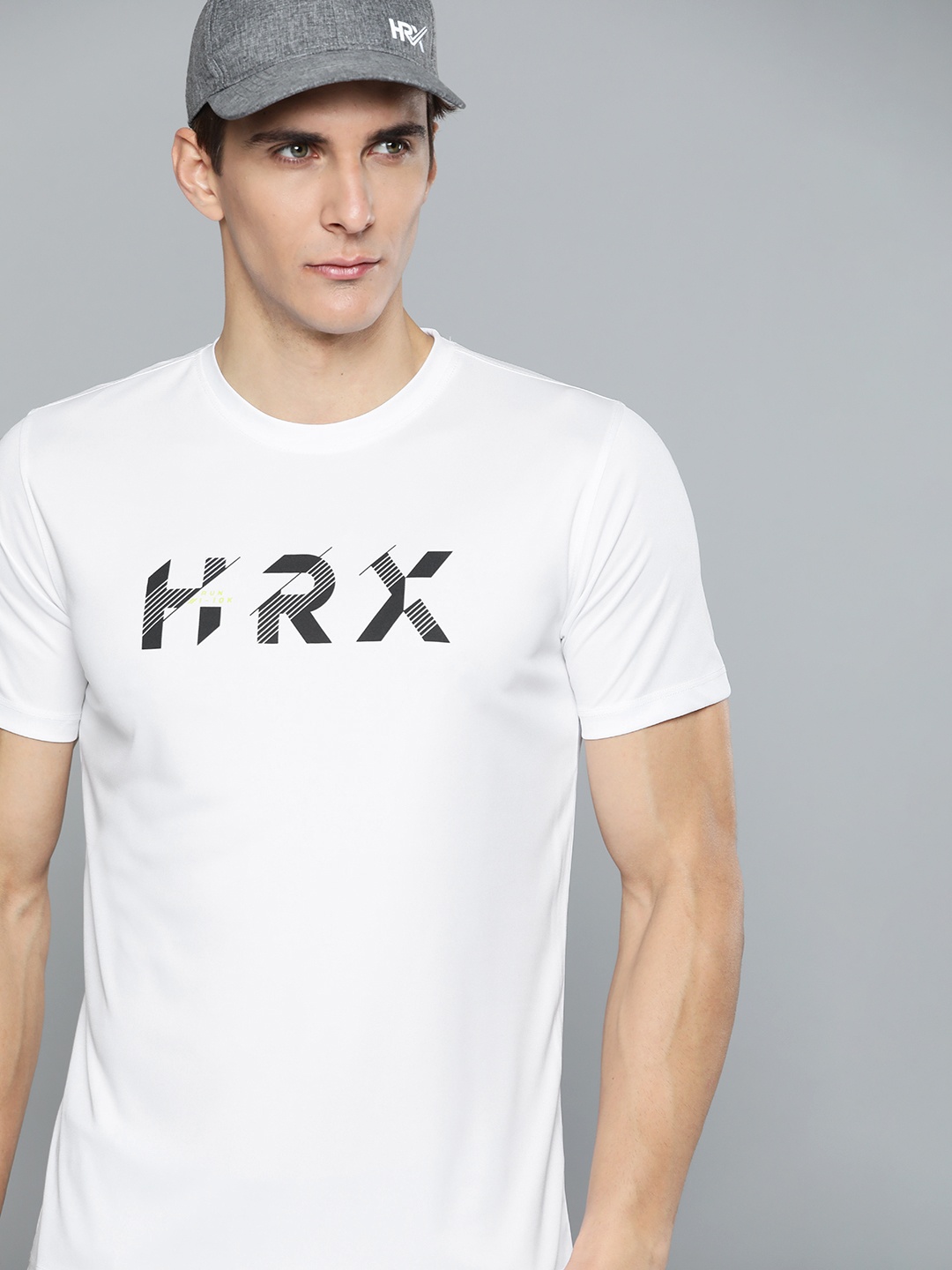 

HRX By Hrithik Roshan Men Optic White Antimicrobial Brand carrier Running T-shirt