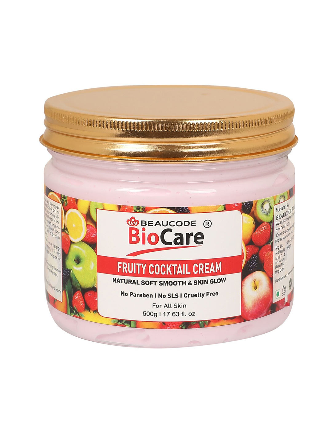 

BEAUCODE BIOCARE Fruity Cocktail Face & Body Cream for All Skin Types - 500 g, Pink