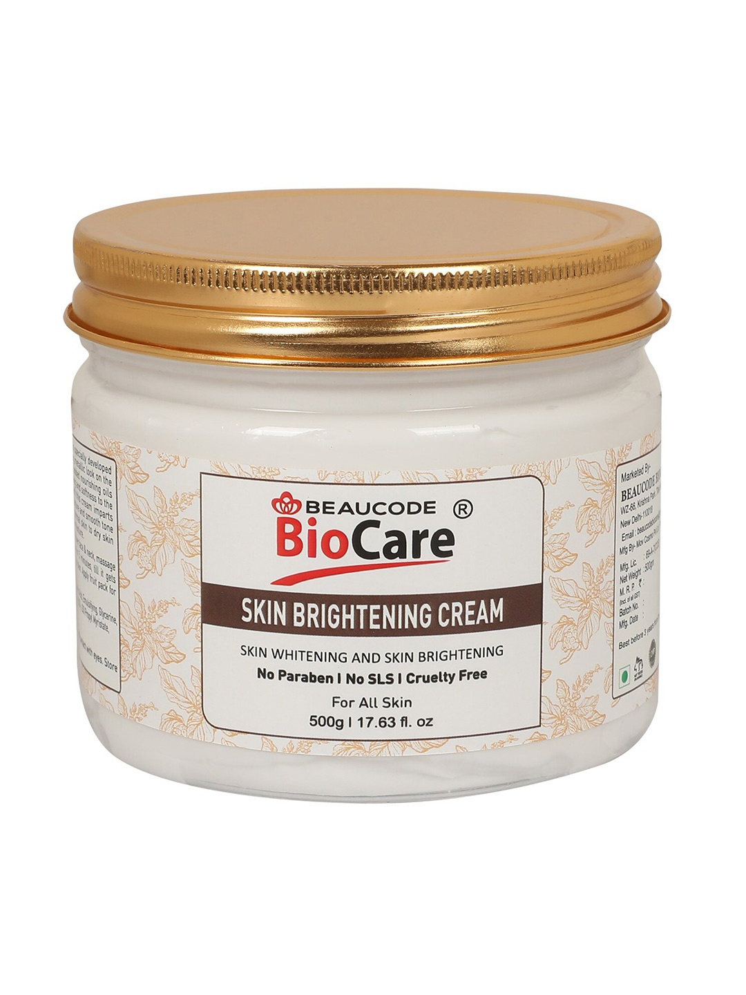 

BEAUCODE BIOCARE Skin Brightening Paraben Free Face & Body Cream - 500g, White