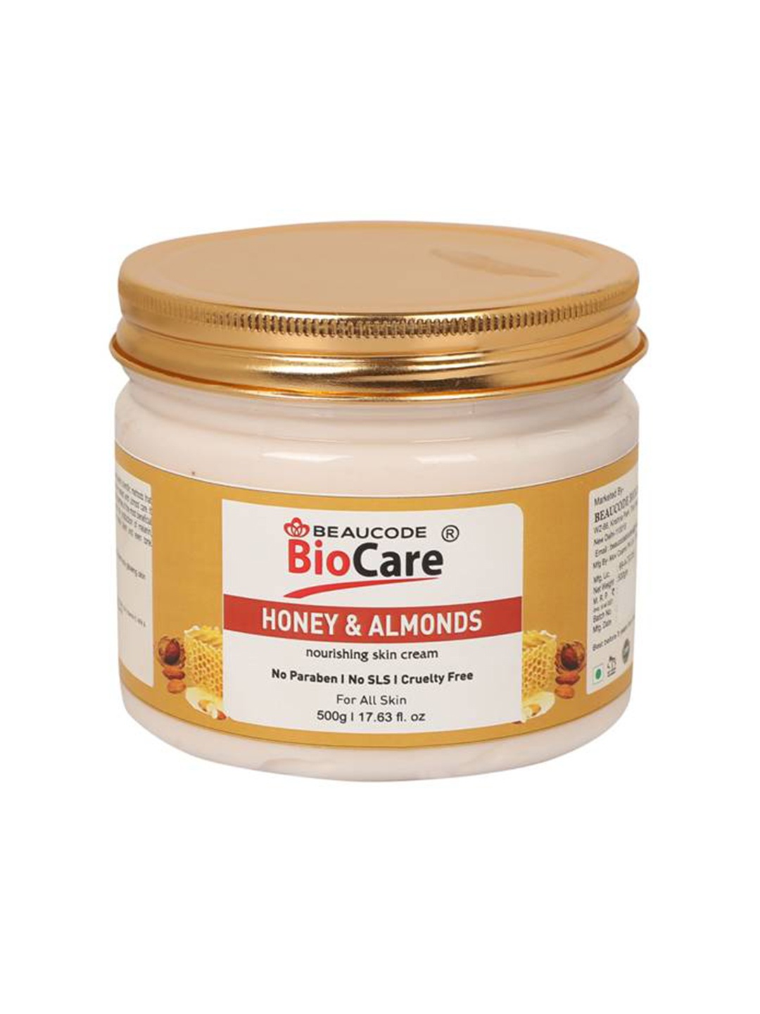 

BEAUCODE BIOCARE Honey & Almonds Paraben Free Face & Body Cream - 500g