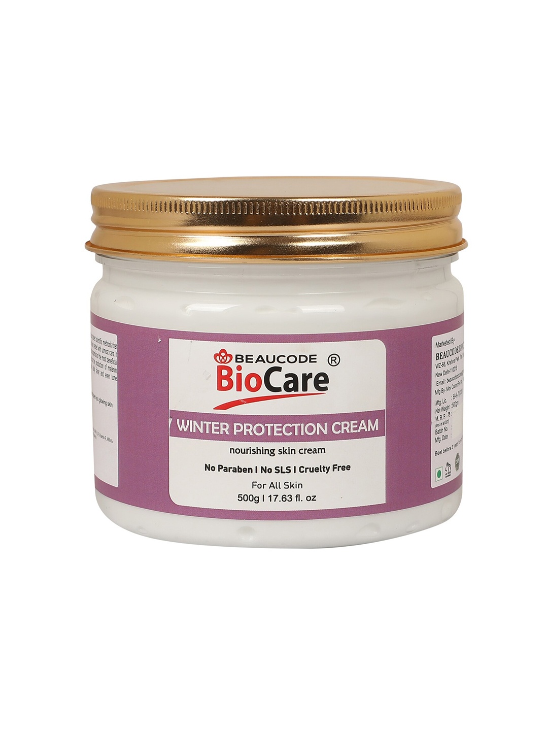 

BEAUCODE BIOCARE Winter Protection Paraben Free Face & Body Cream - 500g, White